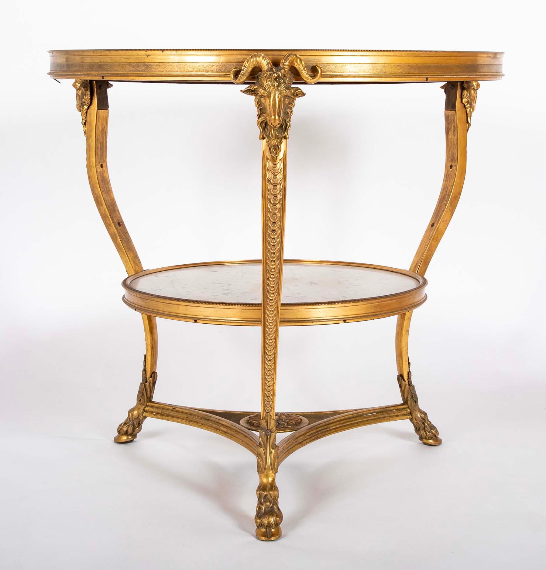 Pair of Important Bronze Marble Top Gueridons