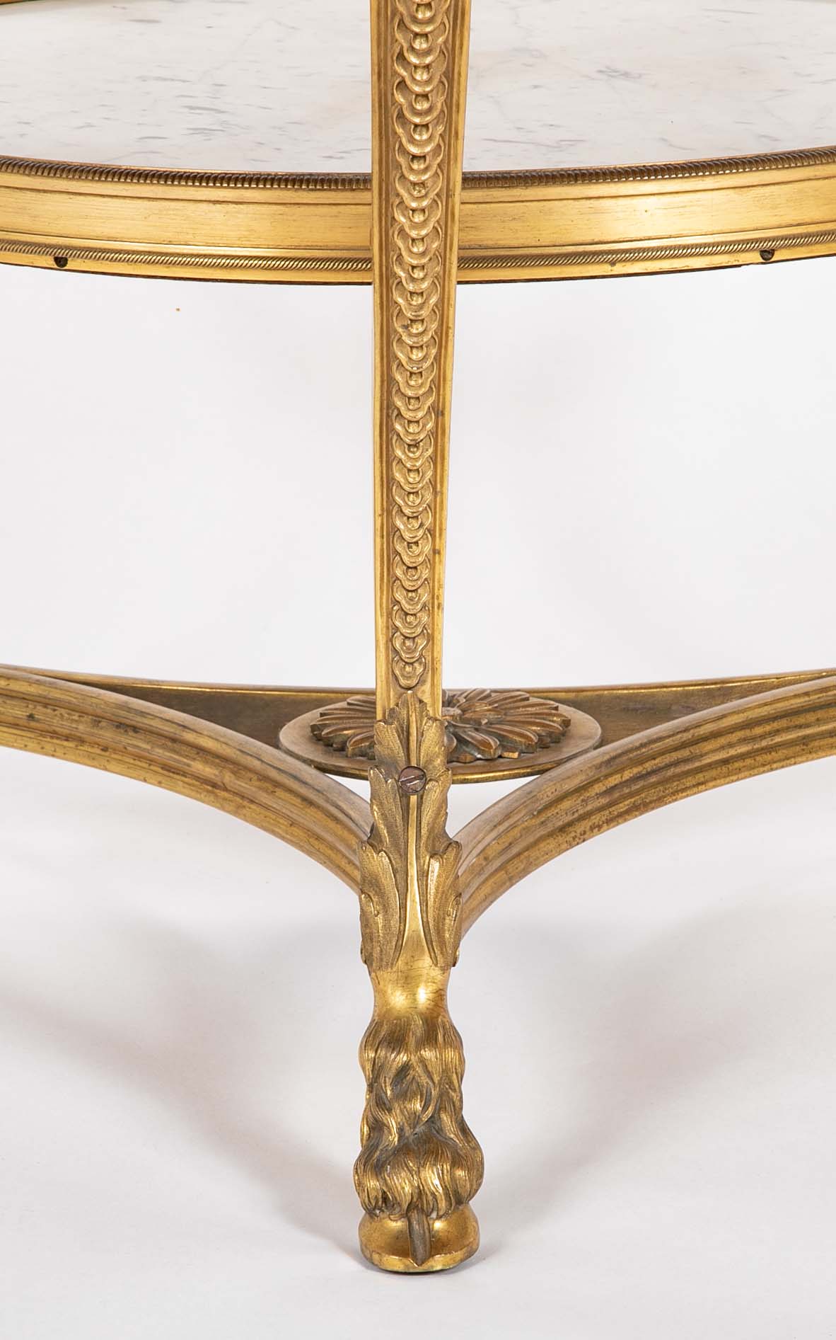Pair of Important Bronze Marble Top Gueridons