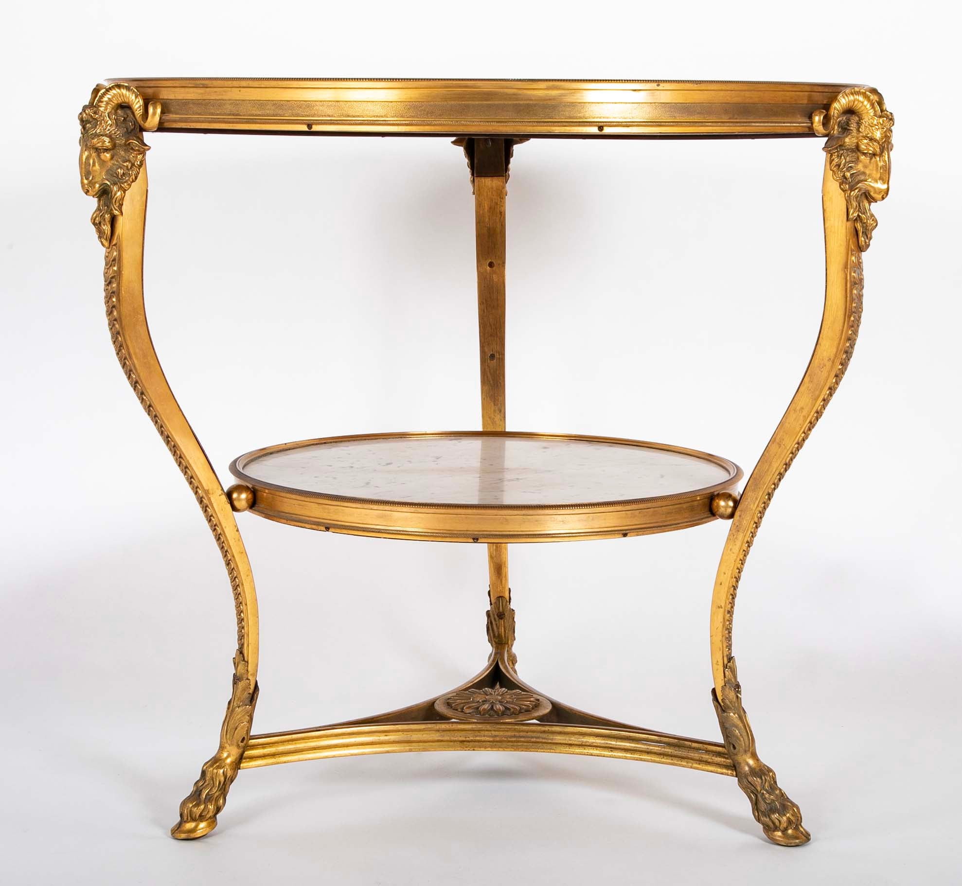 Pair of Important Bronze Marble Top Gueridons