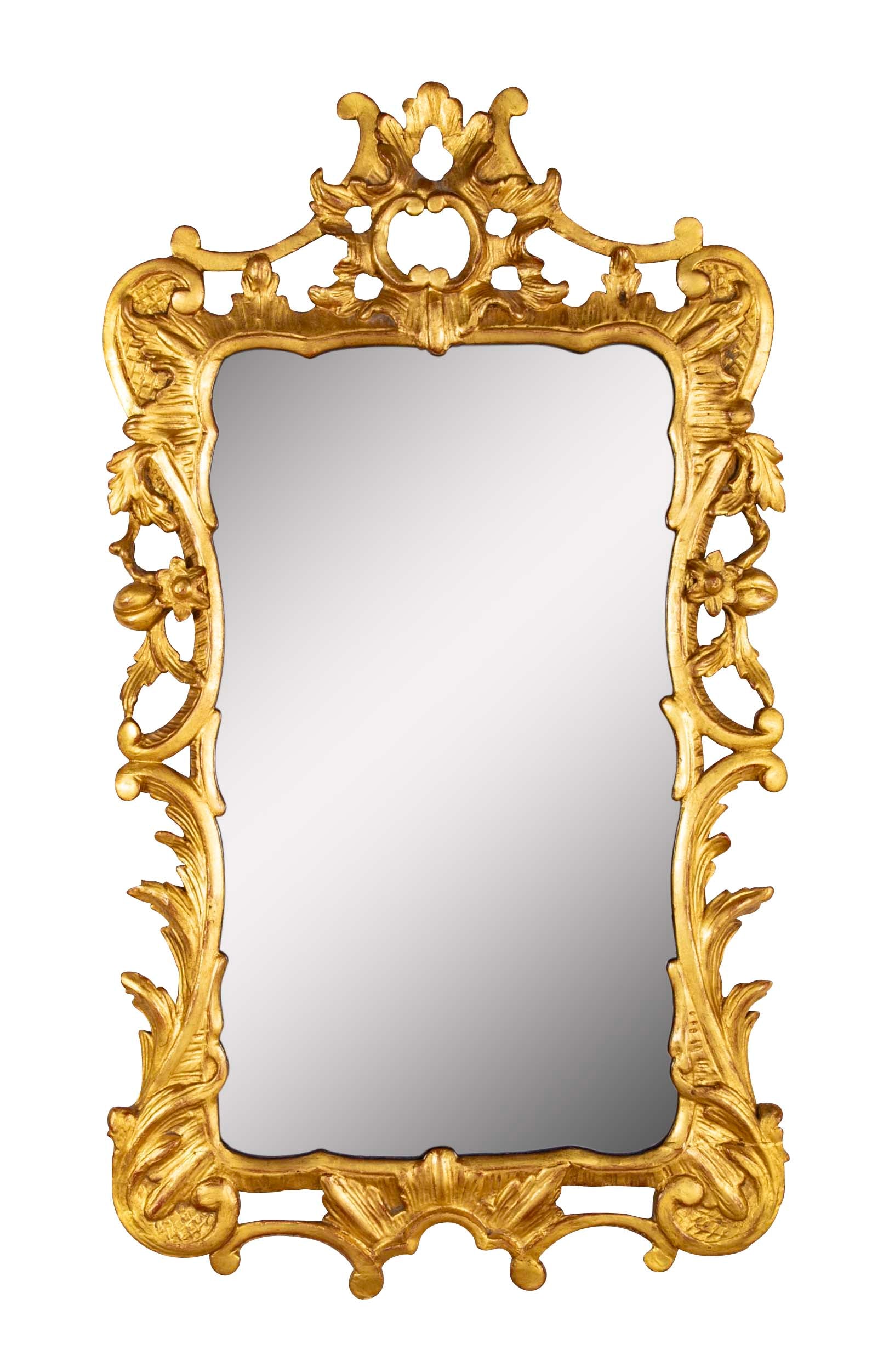 Chippendale Gilded Open Work Carved Wall Mirror