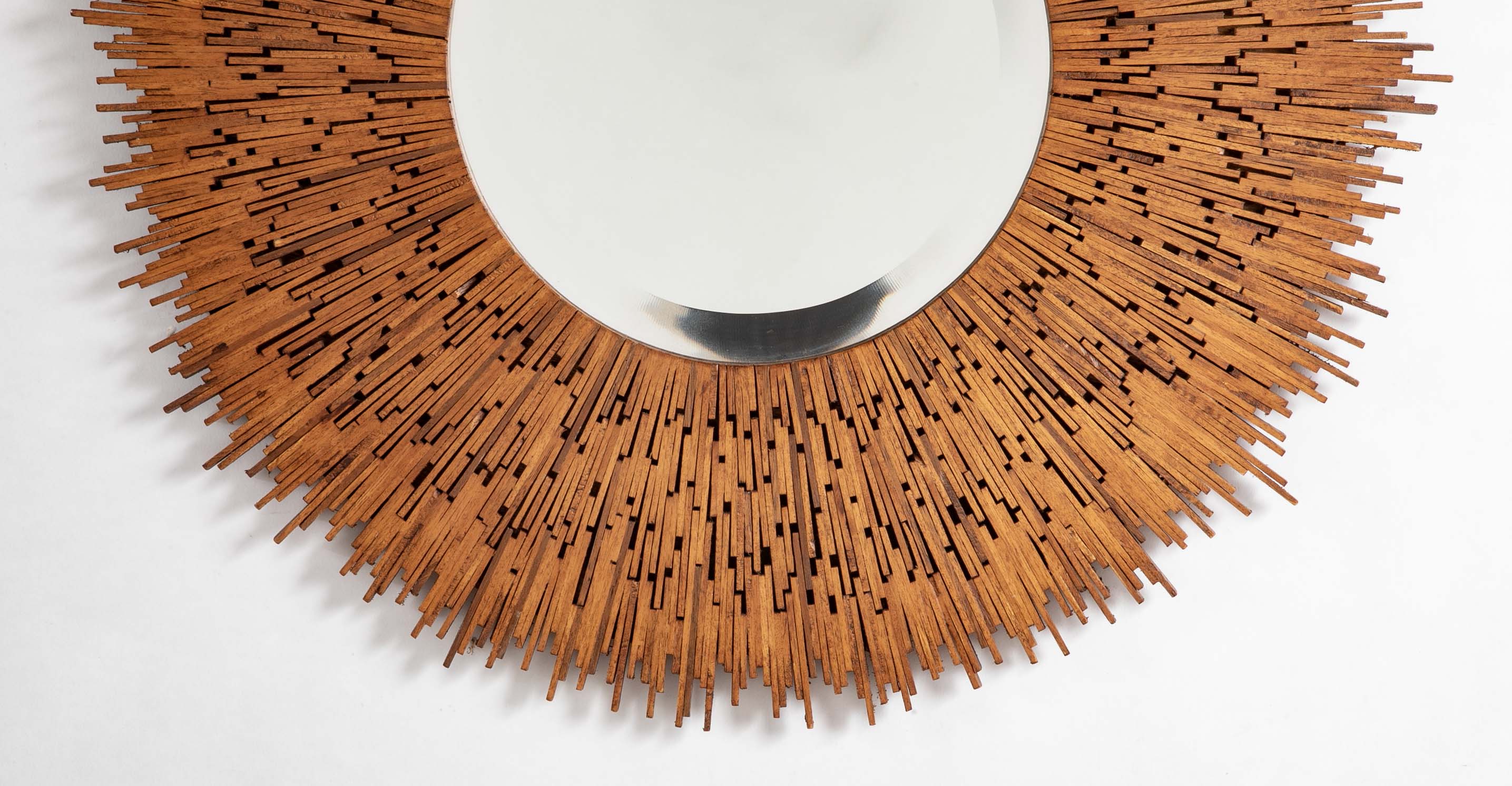 Unusual Tramp Art Sunburst Mirror