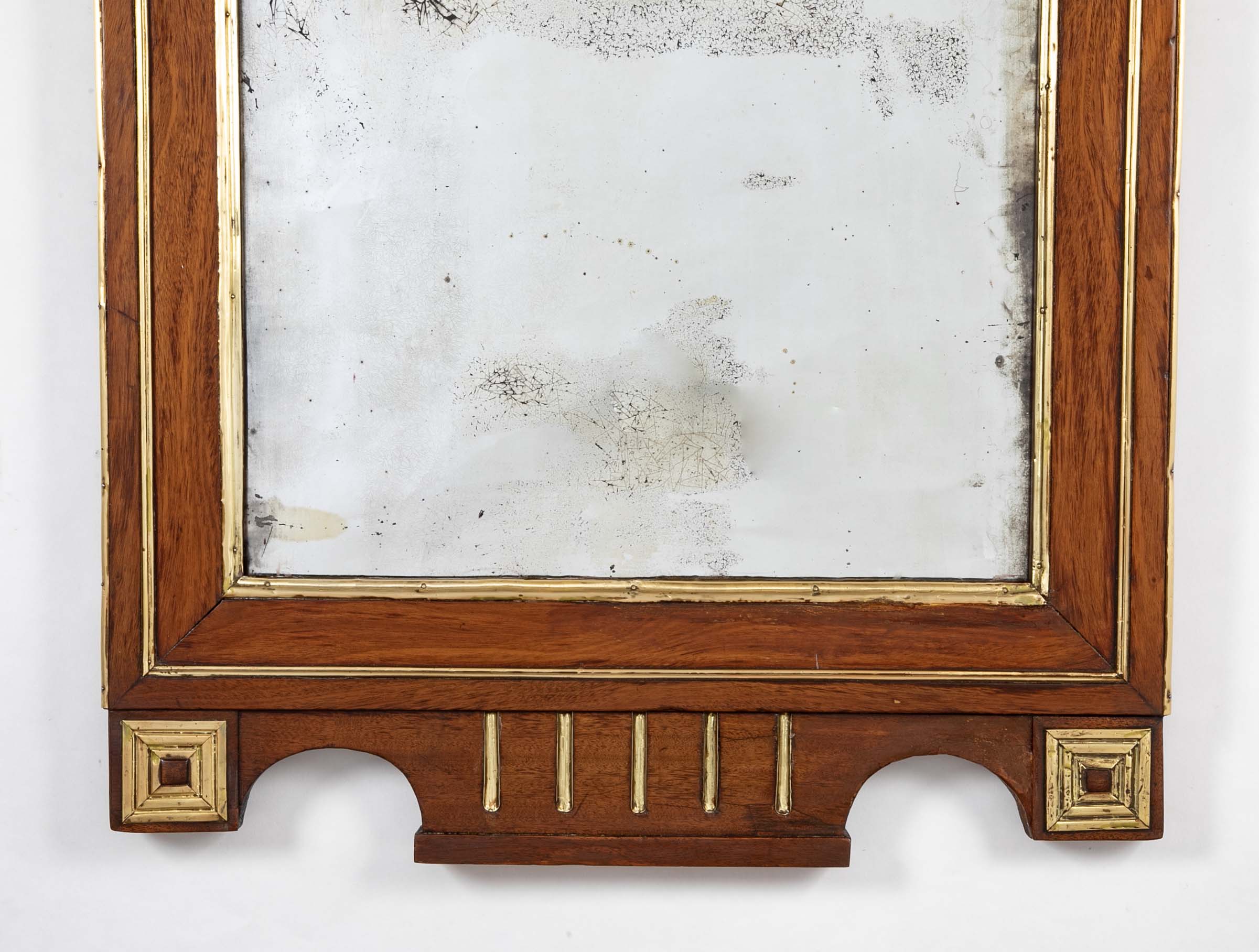 Early 19th Century Baltic Neo-Classic Mahogany & Brass Trimmed Mirror