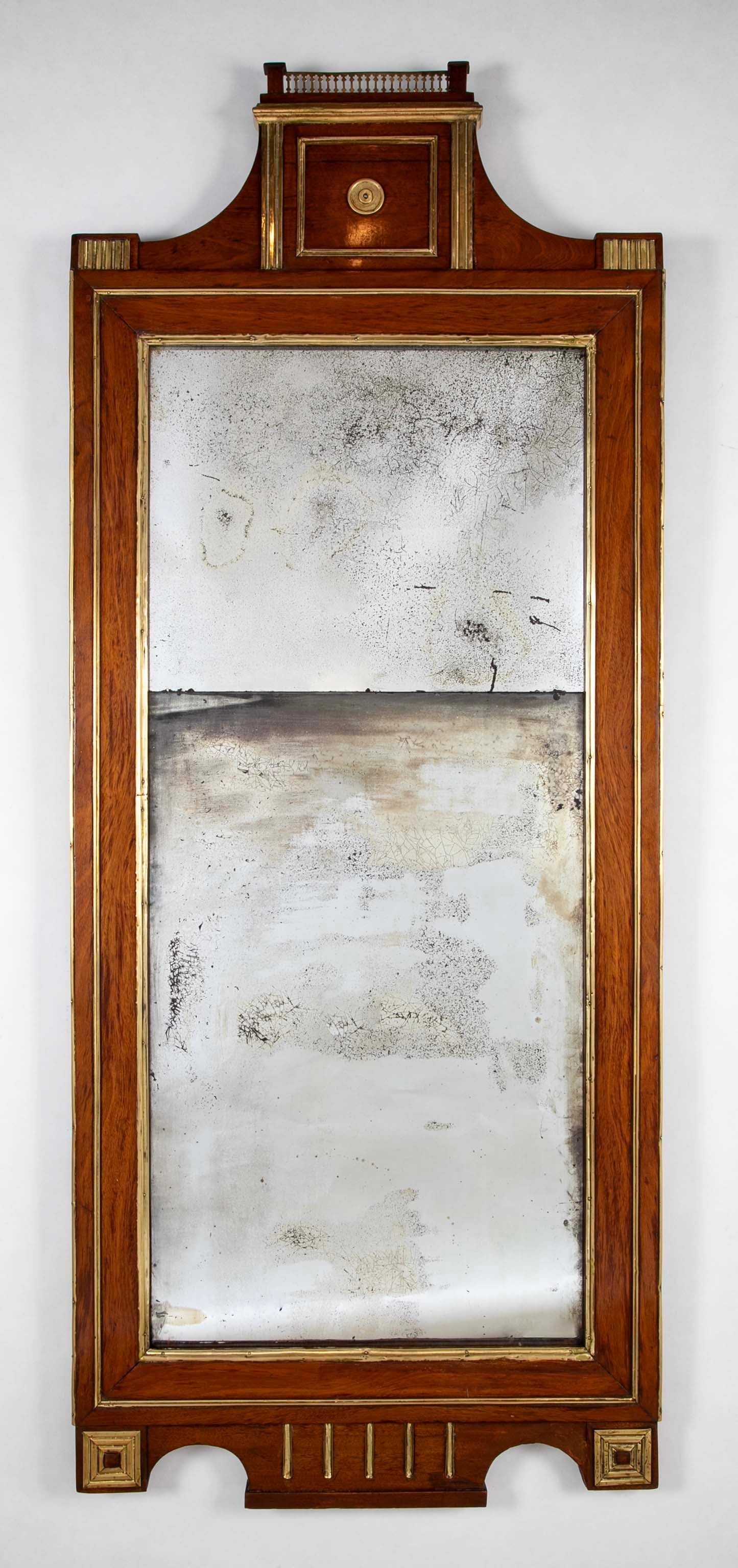 Early 19th Century Baltic Neo-Classic Mahogany & Brass Trimmed Mirror