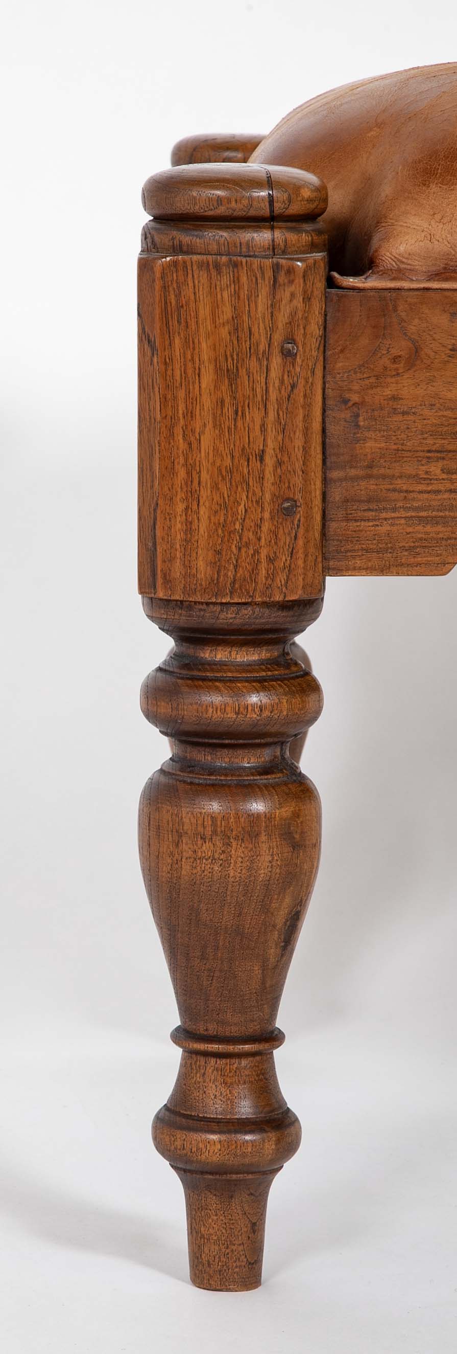 Leather & Brass Head Ottoman in the Manner of William IV