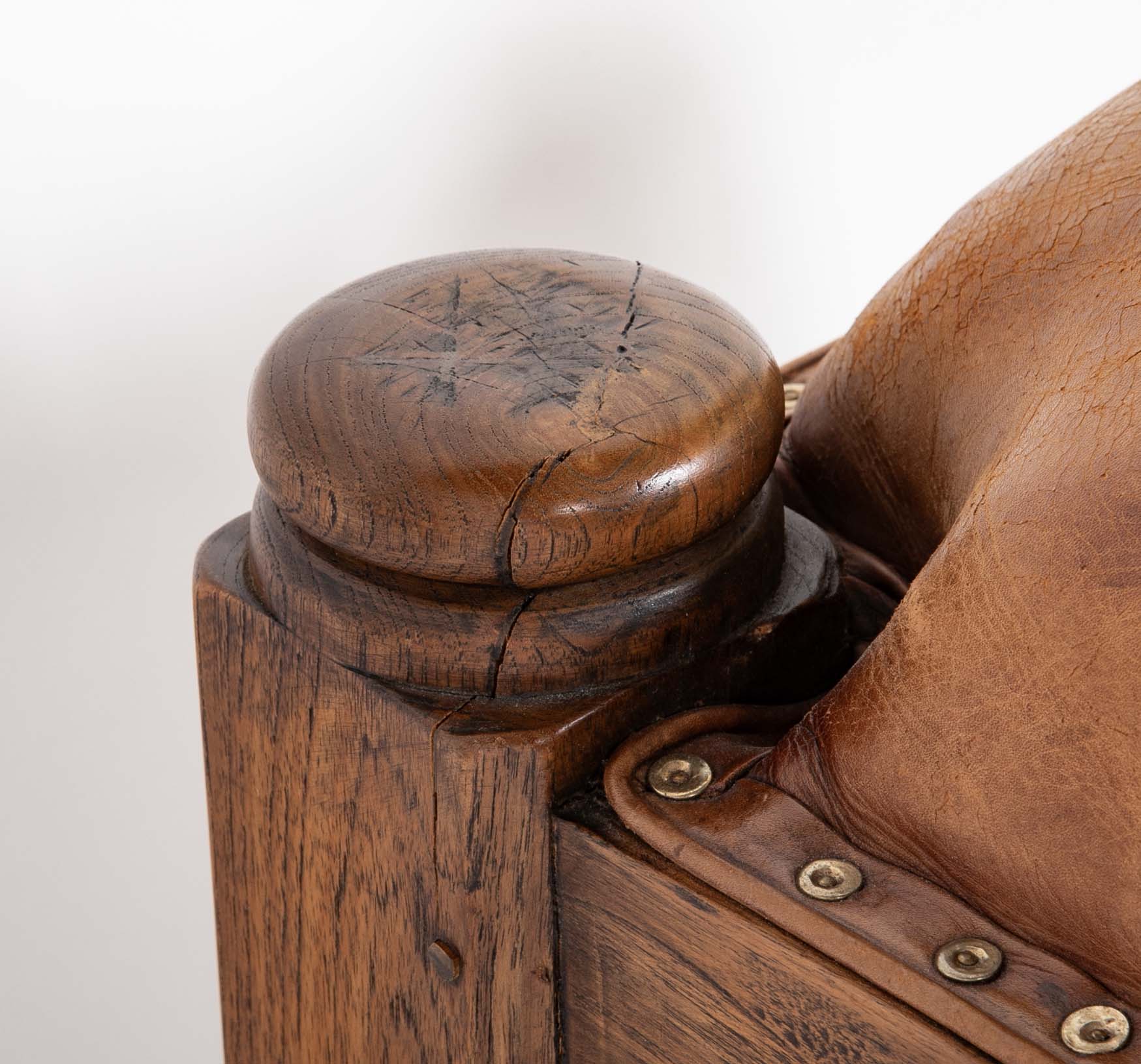 Leather & Brass Head Ottoman in the Manner of William IV