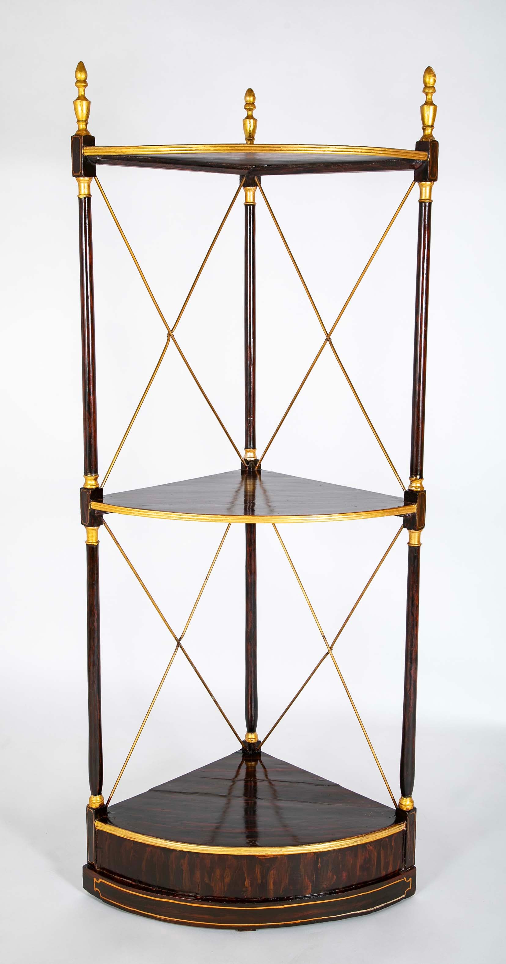 Pair of Regency Faux Rosewood Regency 3 Tier Etageres