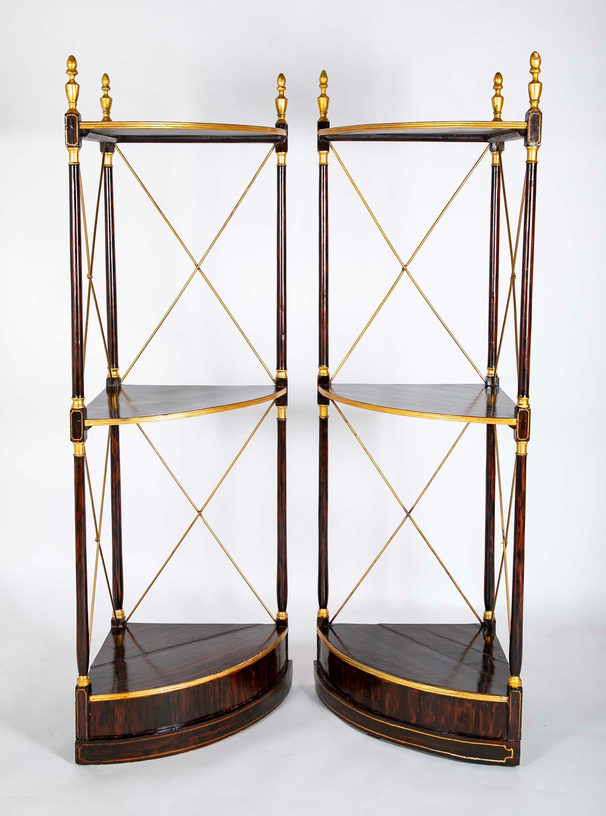 Pair of Regency Faux Rosewood Regency 3 Tier Etageres