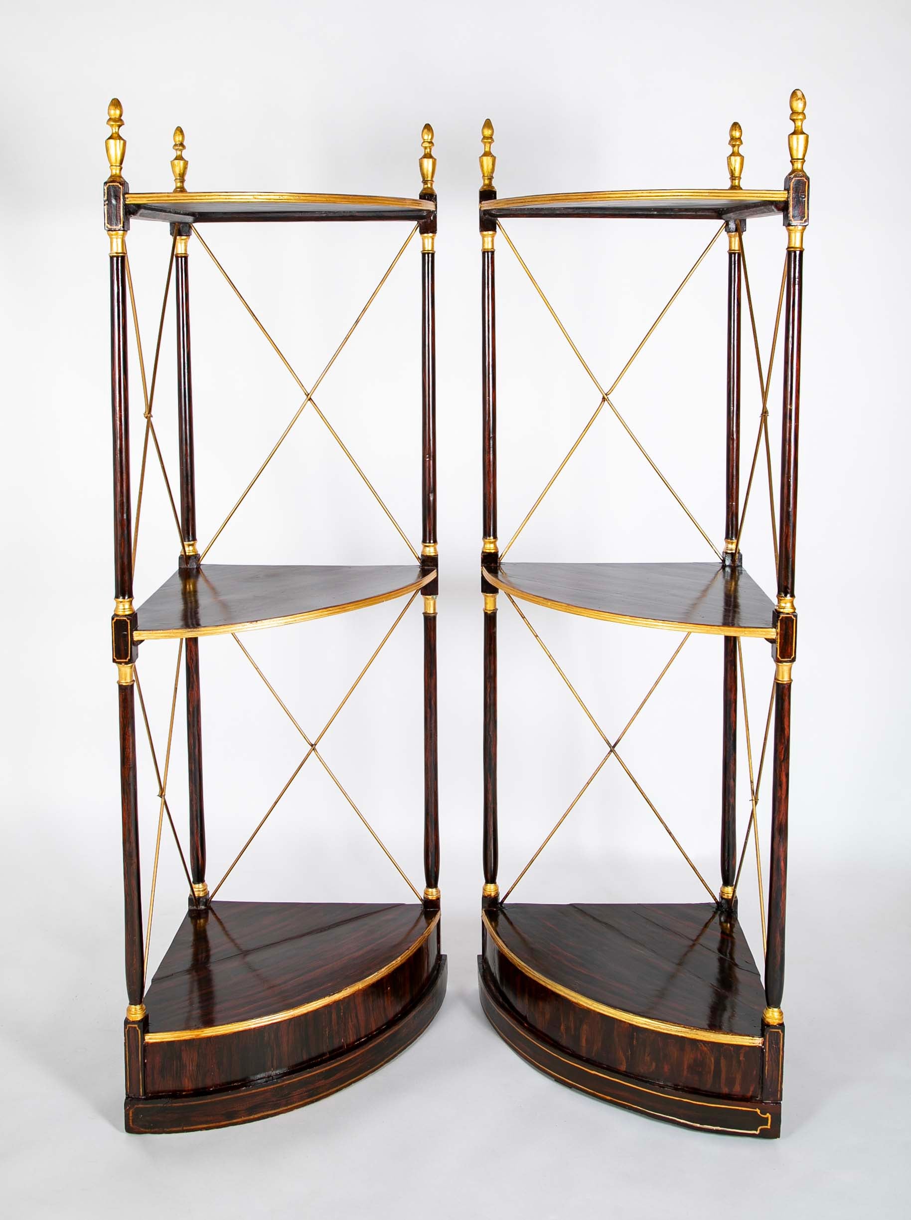 Pair of Regency Faux Rosewood Regency 3 Tier Etageres