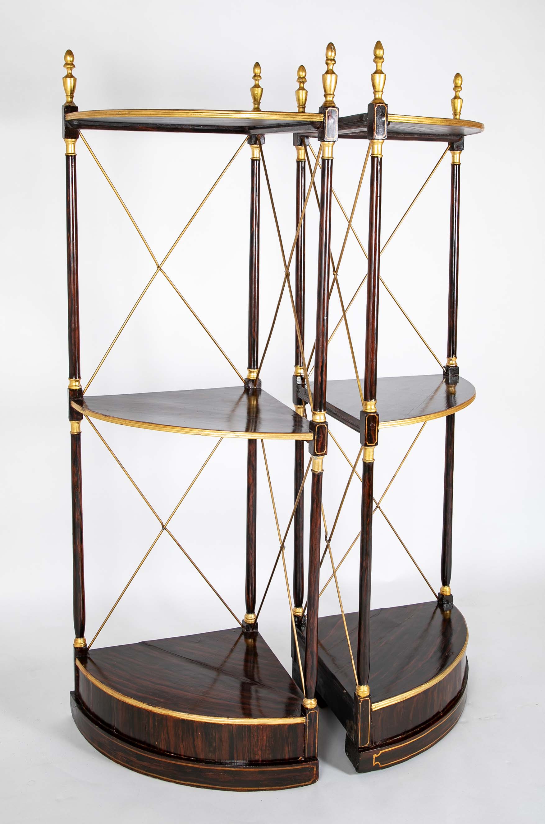 Pair of Regency Faux Rosewood Regency 3 Tier Etageres