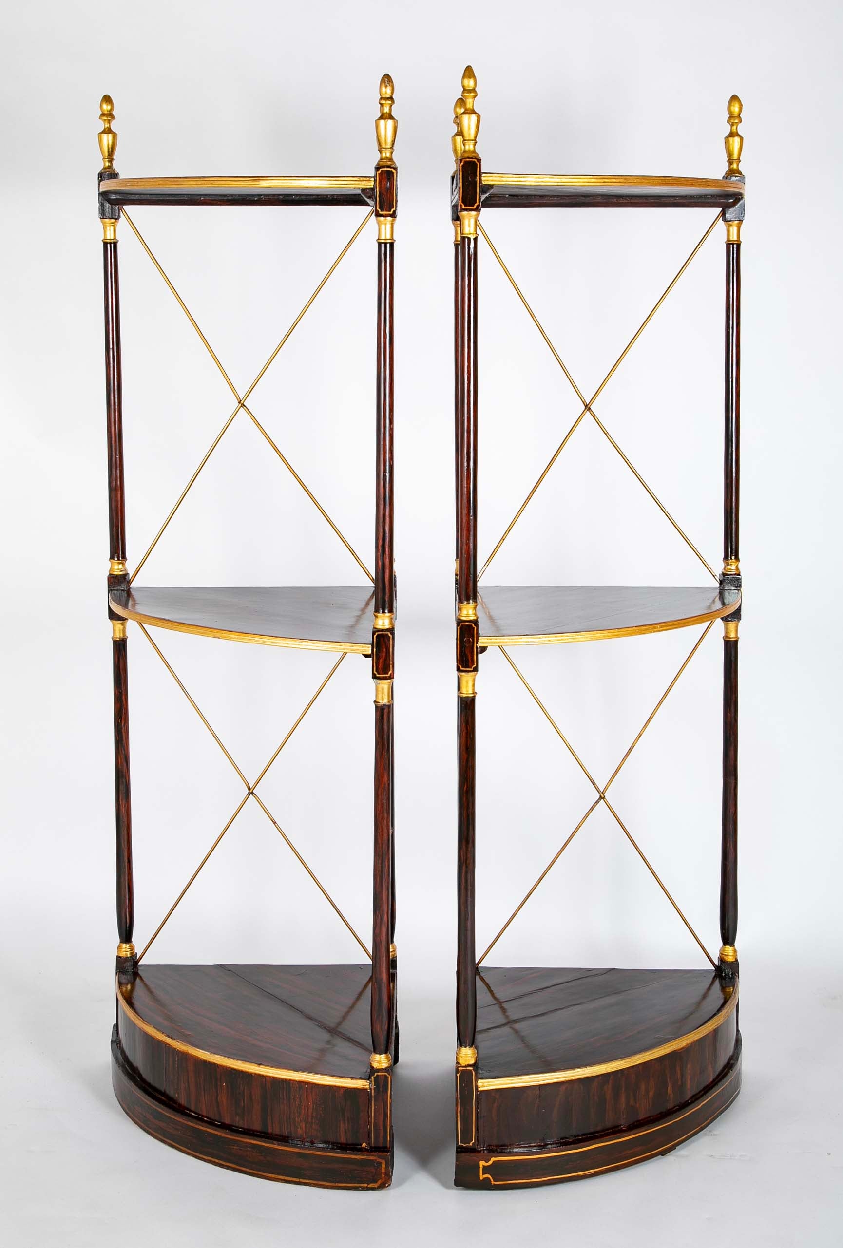 Pair of Regency Faux Rosewood Regency 3 Tier Etageres