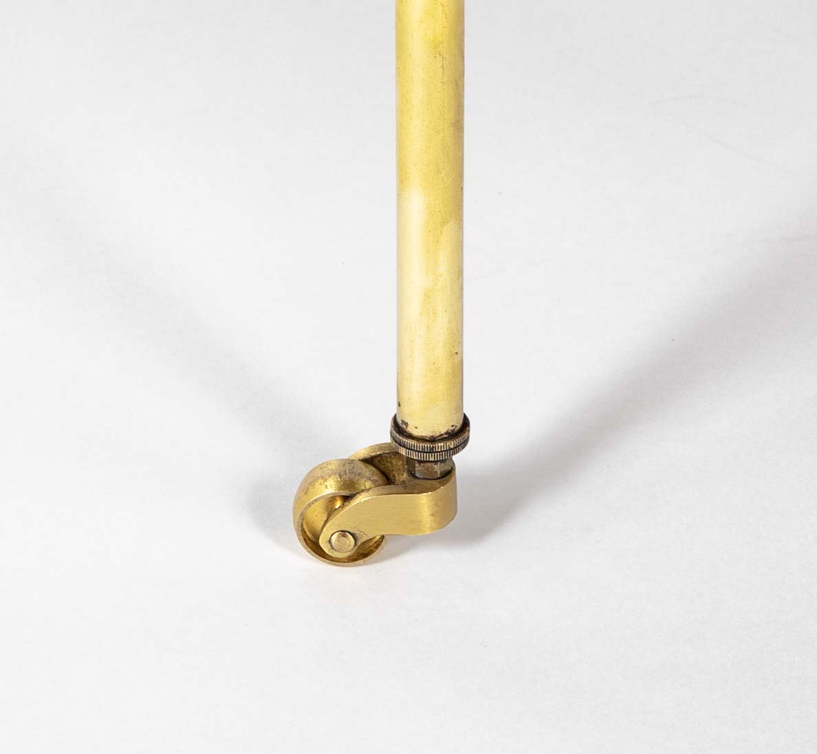 Pair of Brass Trimmed Yew Wood Two Tiered Tables