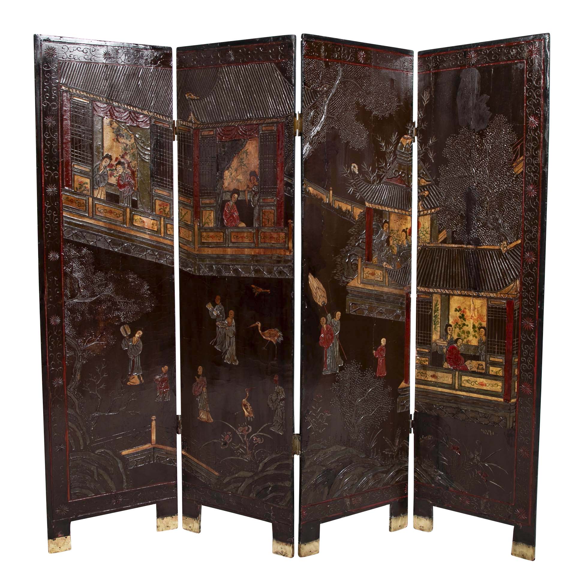 Chinese Four Fold Screen