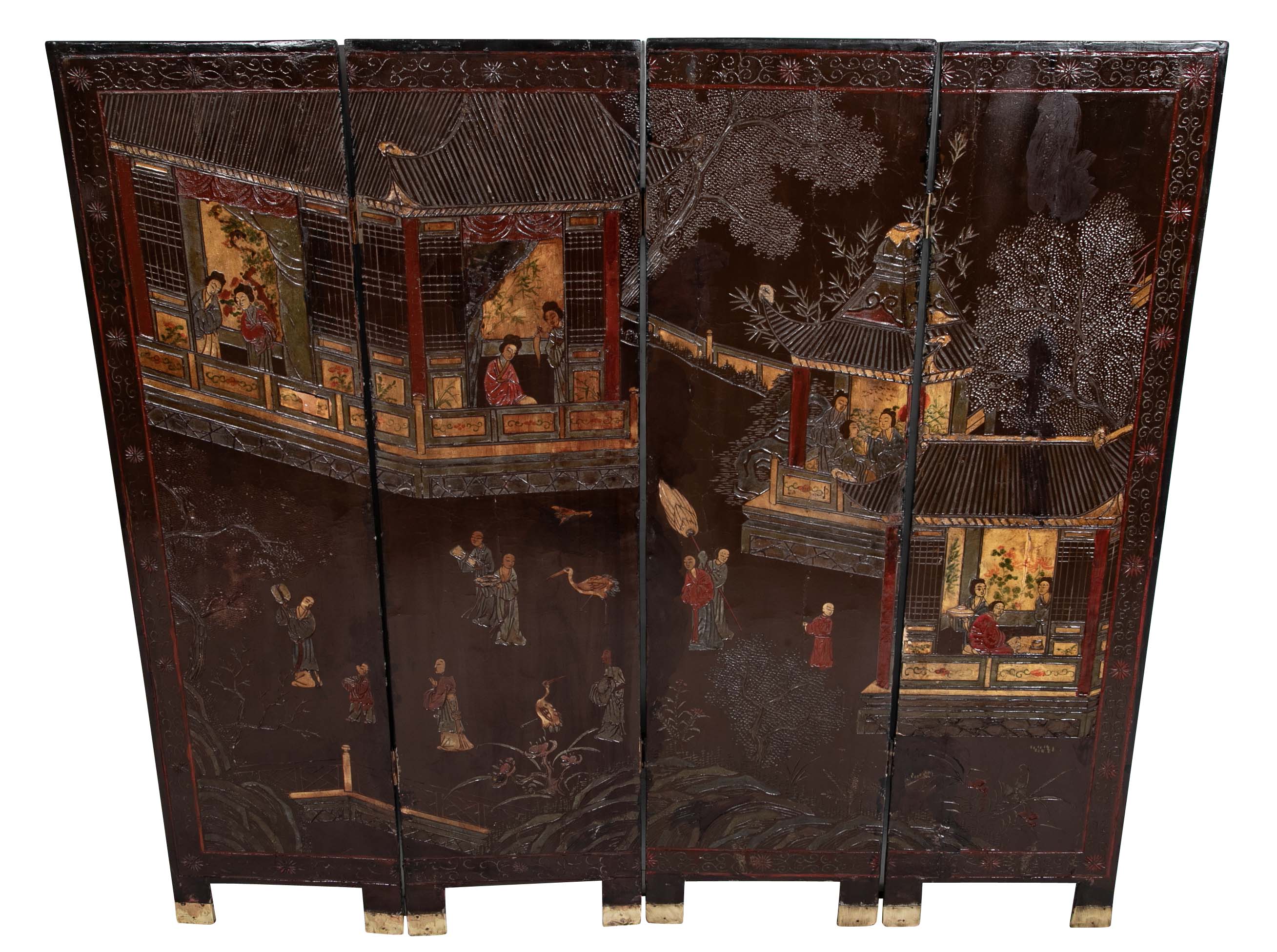Chinese Four Fold Screen