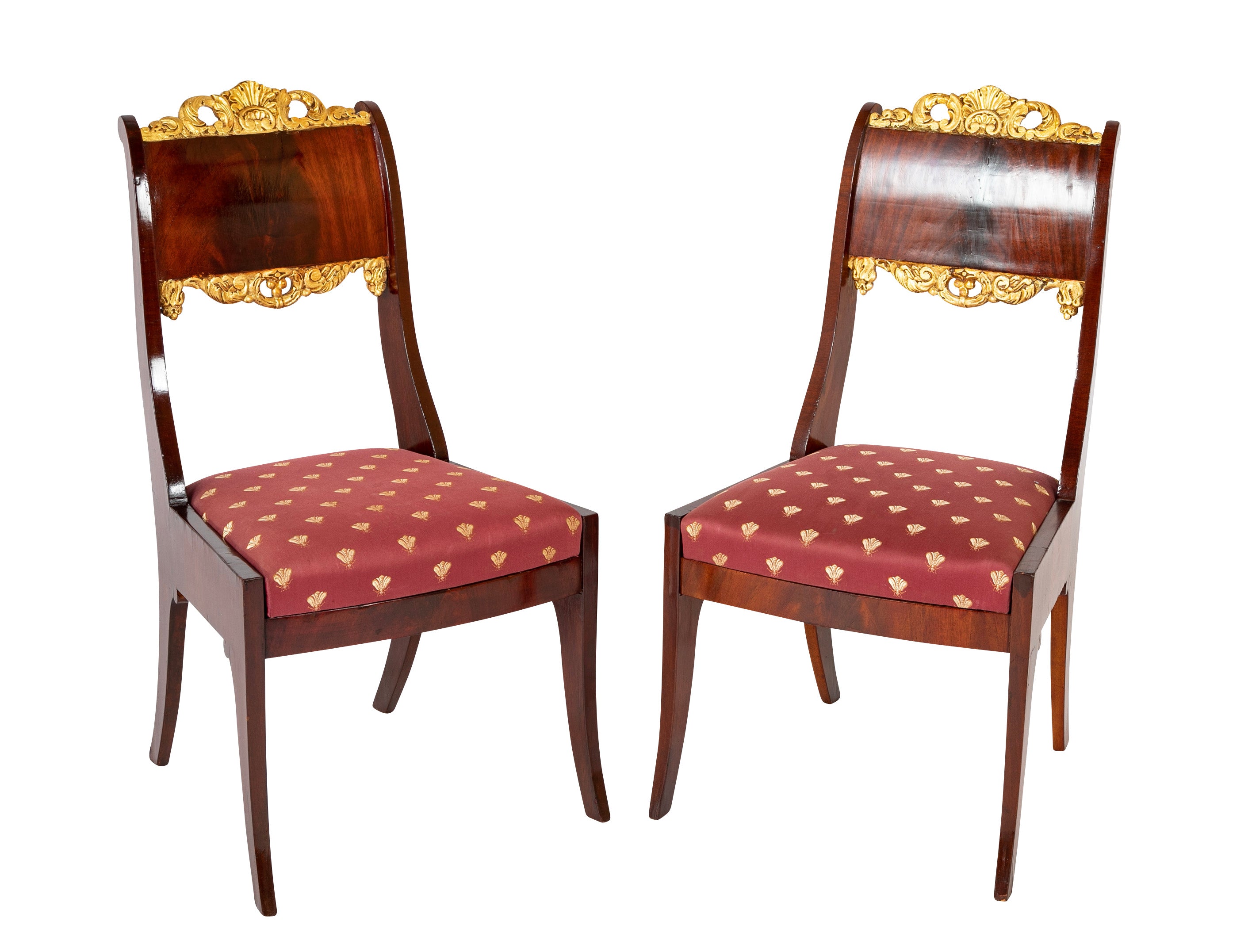 Set of Eight Russian Dining Chairs with Gilt Cresting