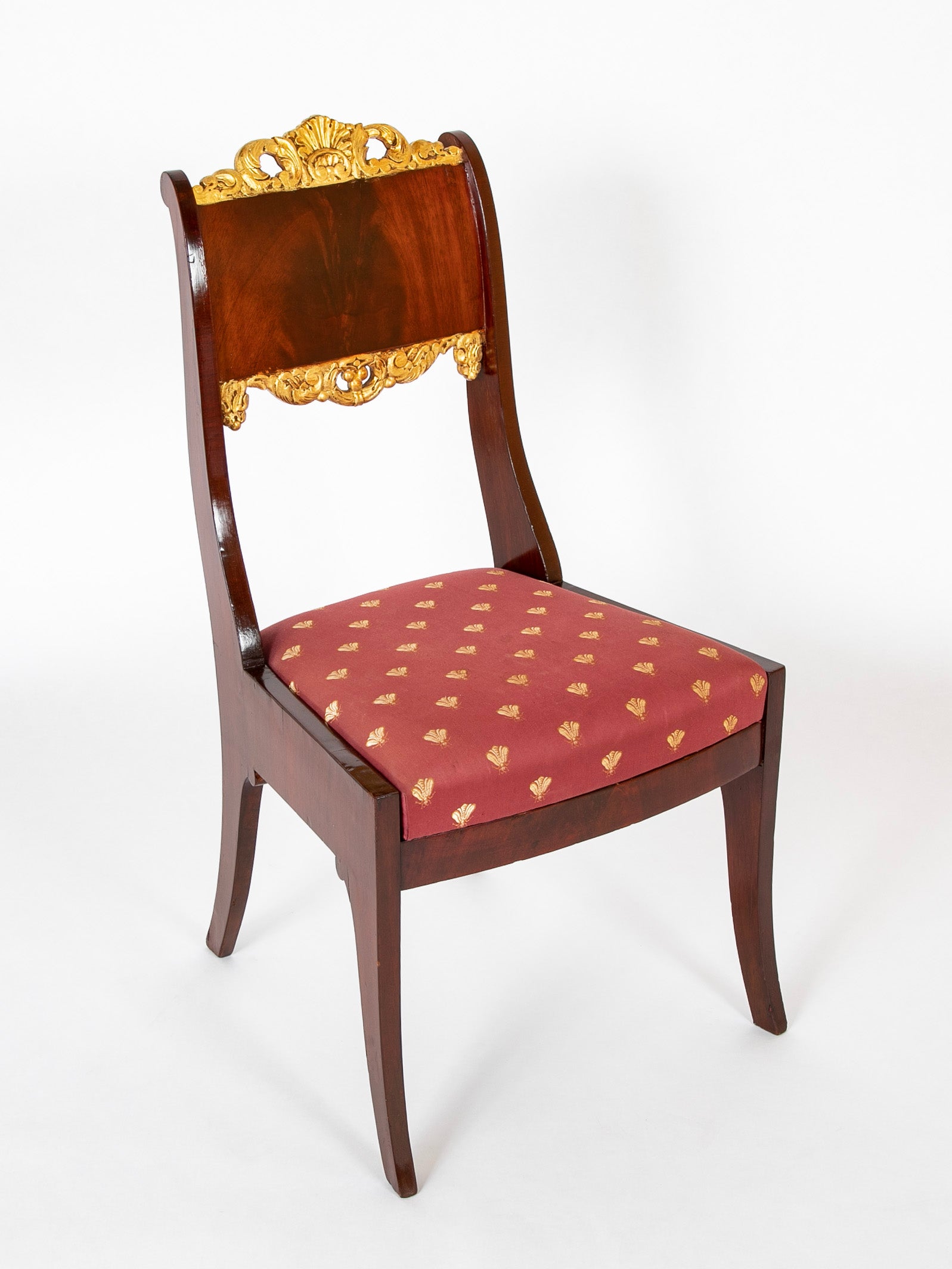 Set of Eight Russian Dining Chairs with Gilt Cresting