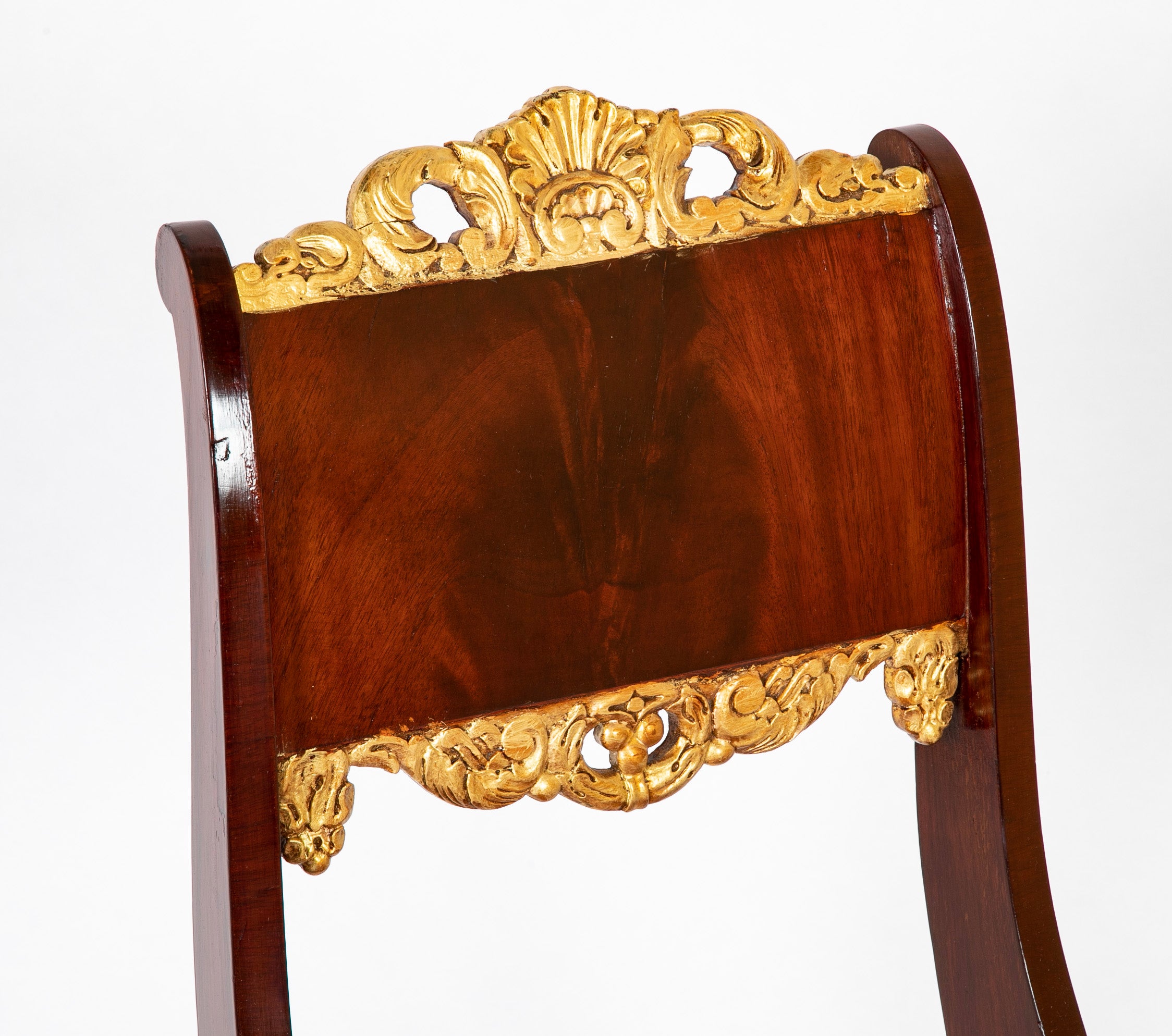 Set of Eight Russian Dining Chairs with Gilt Cresting