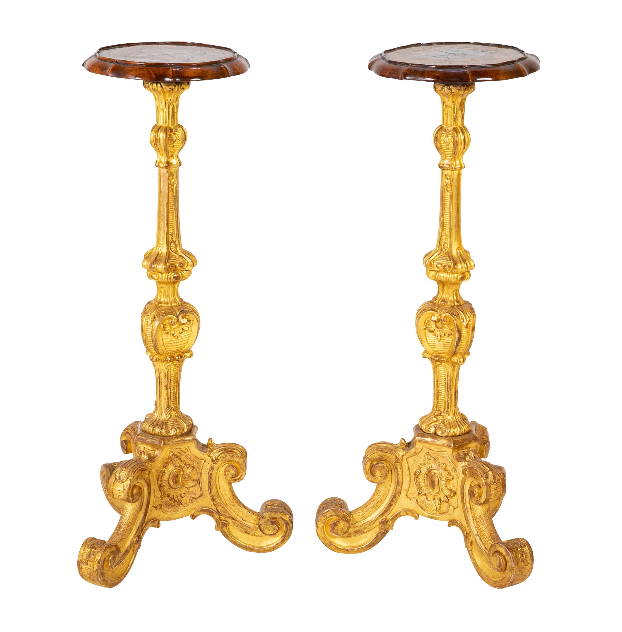 Pair of George I Carved and Gilded Pedestals