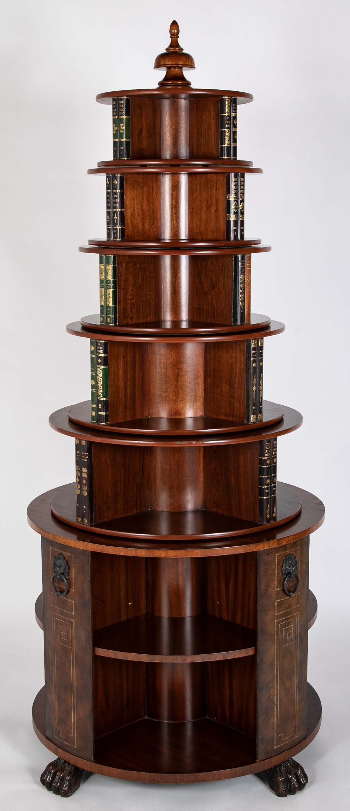 Regency Form Revolving Six Section Library Etagere with Faux Books
