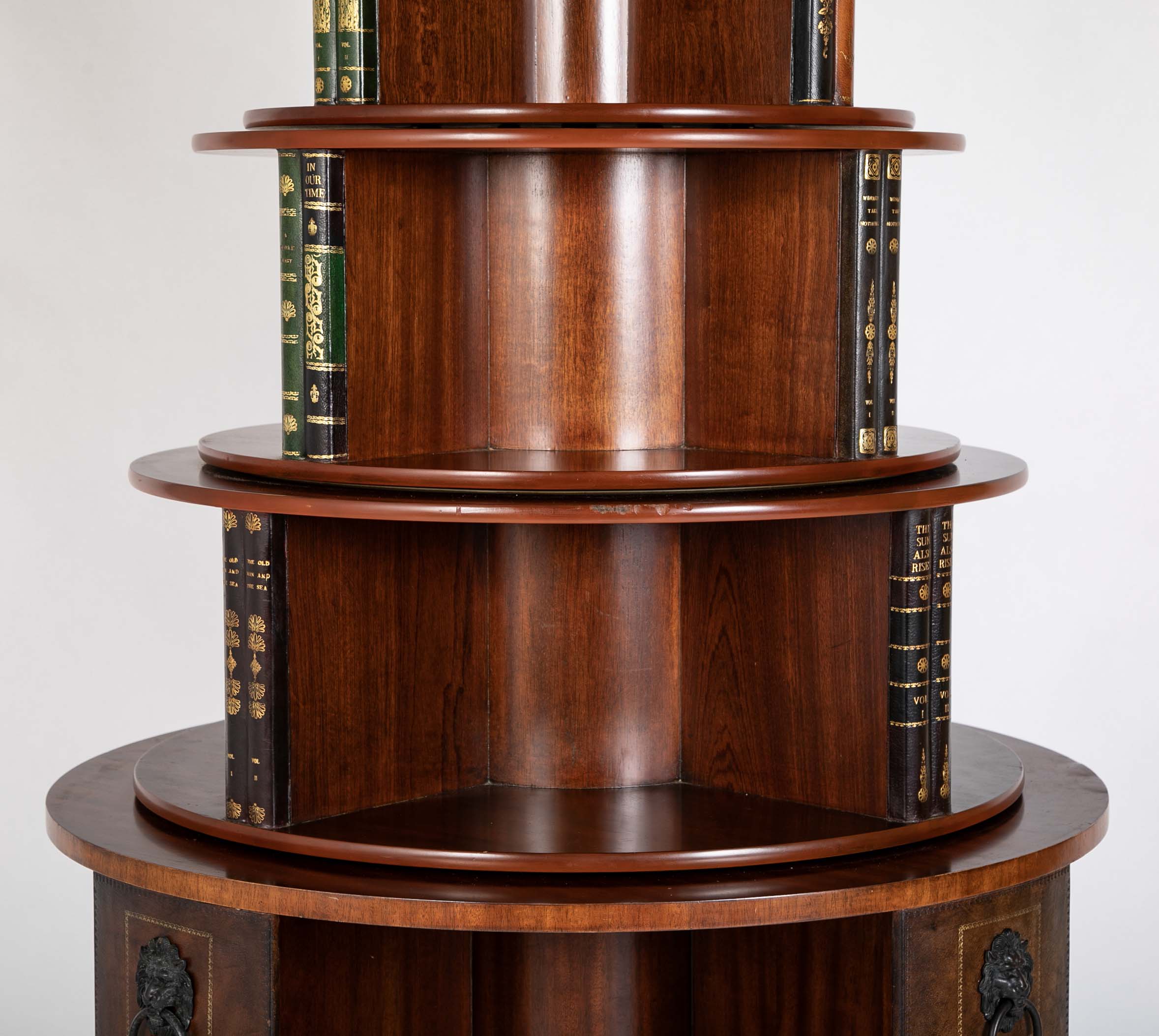 Regency Form Revolving Six Section Library Etagere with Faux Books