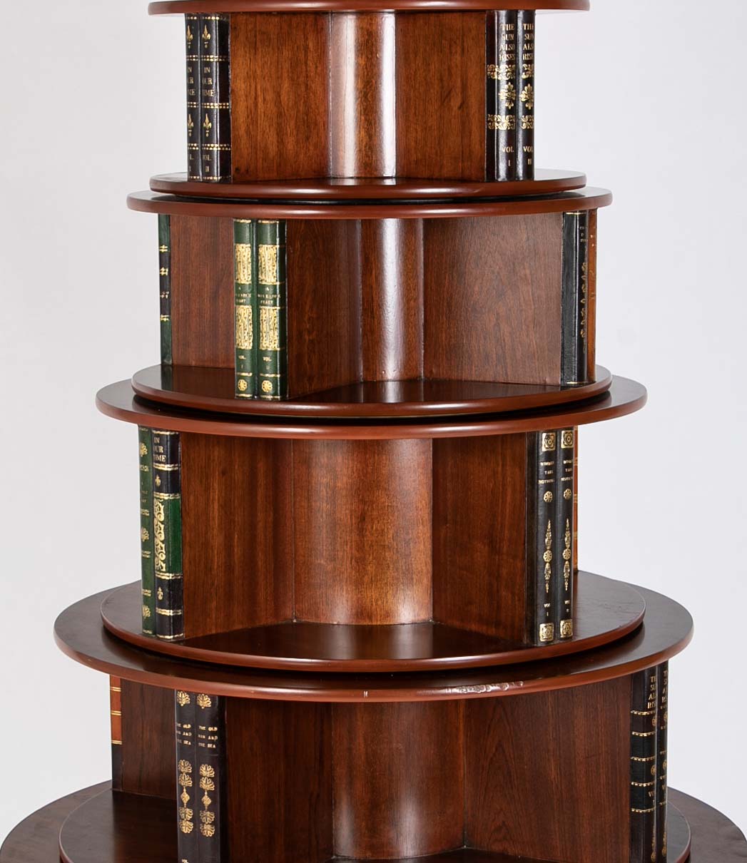 Regency Form Revolving Six Section Library Etagere with Faux Books