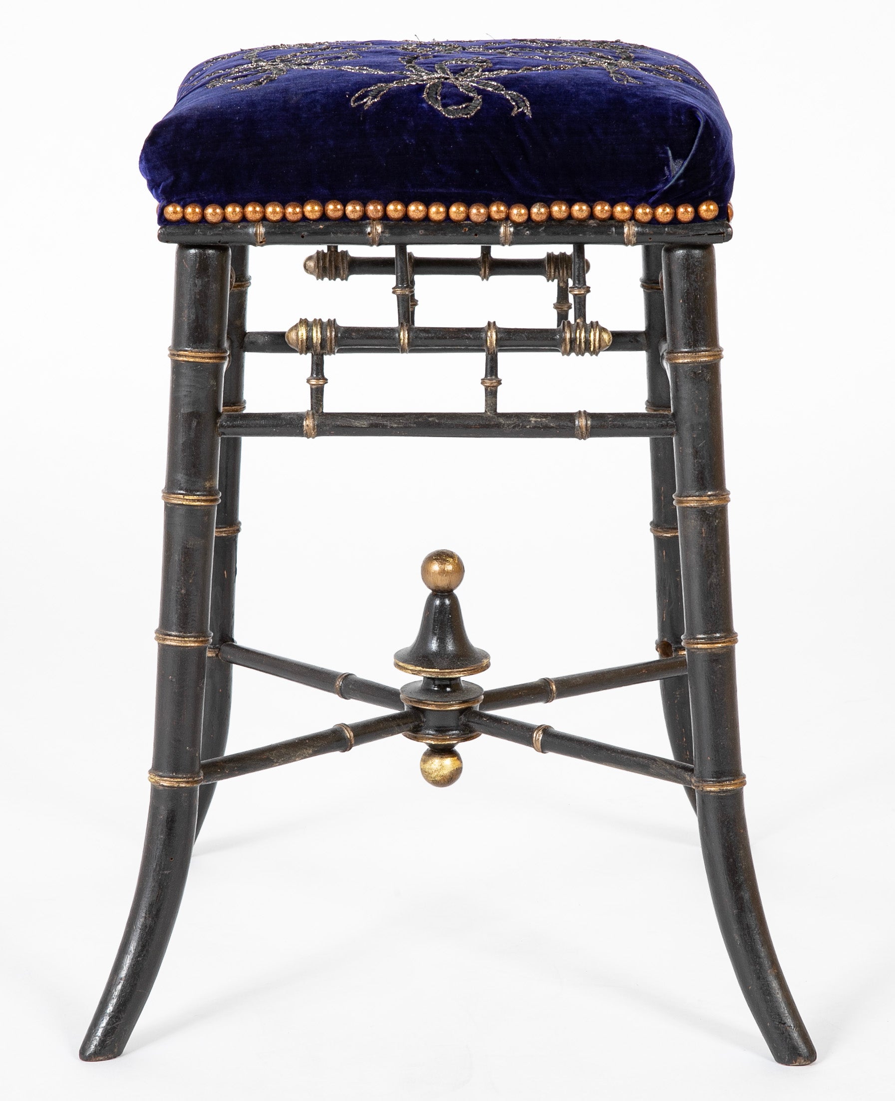 An Arts & Crafts Faux Ebonized Stool