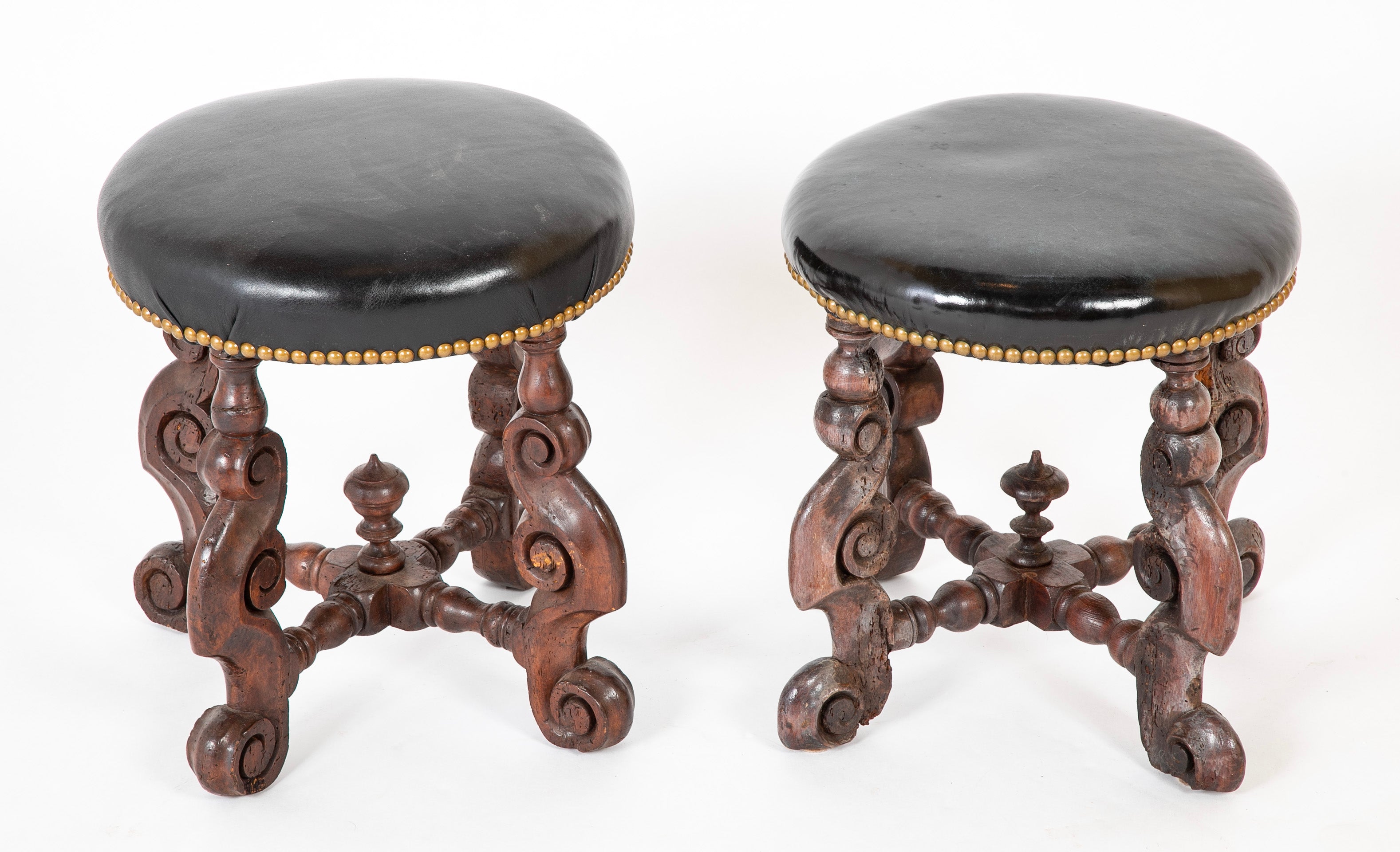 A Near Pair of Flemish Jacobean Stools
