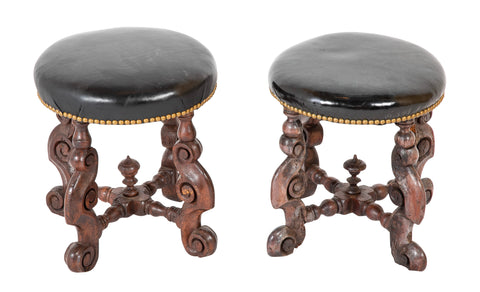 A Near Pair of Flemish Jacobean Stools