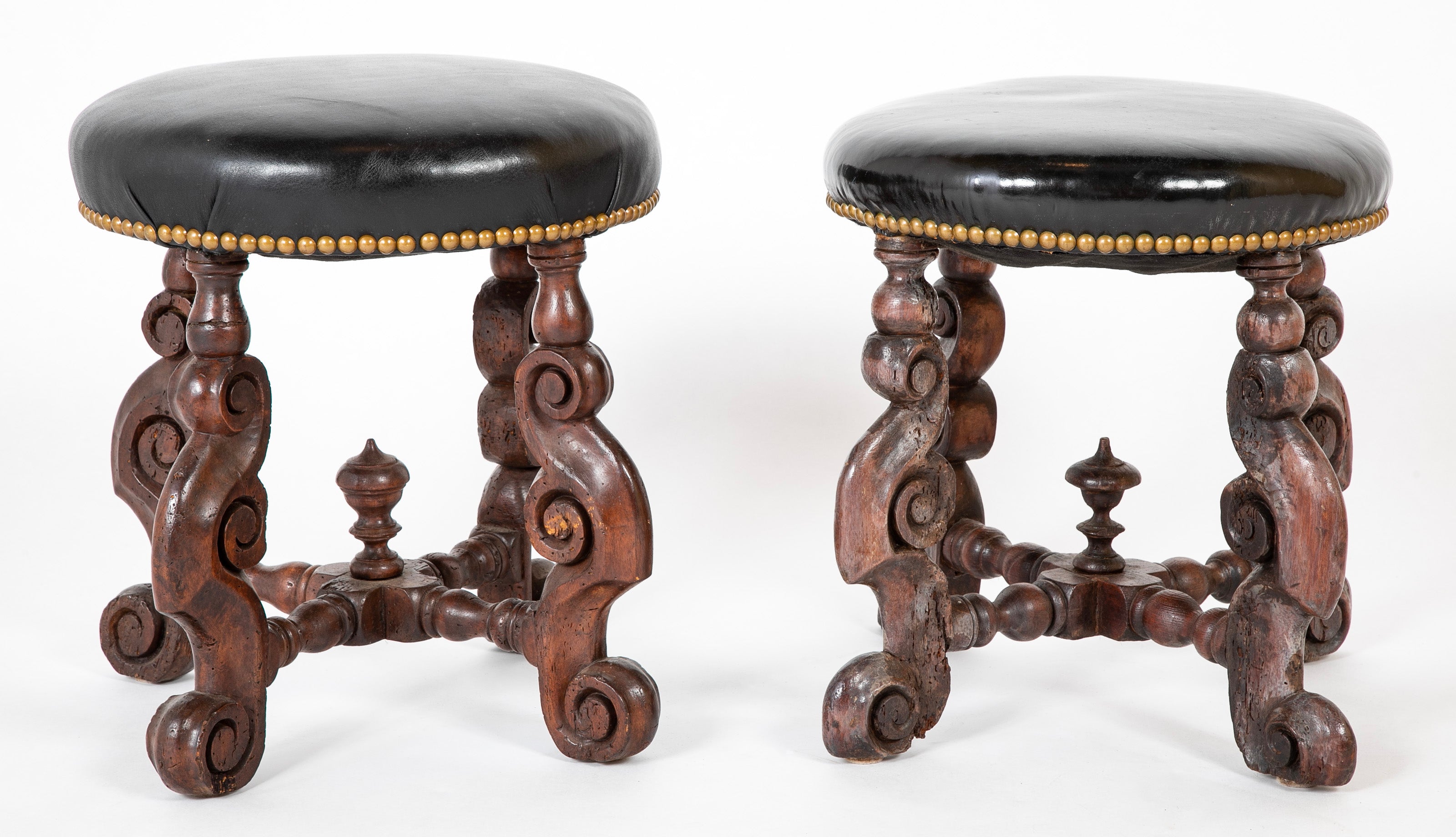 A Near Pair of Flemish Jacobean Stools