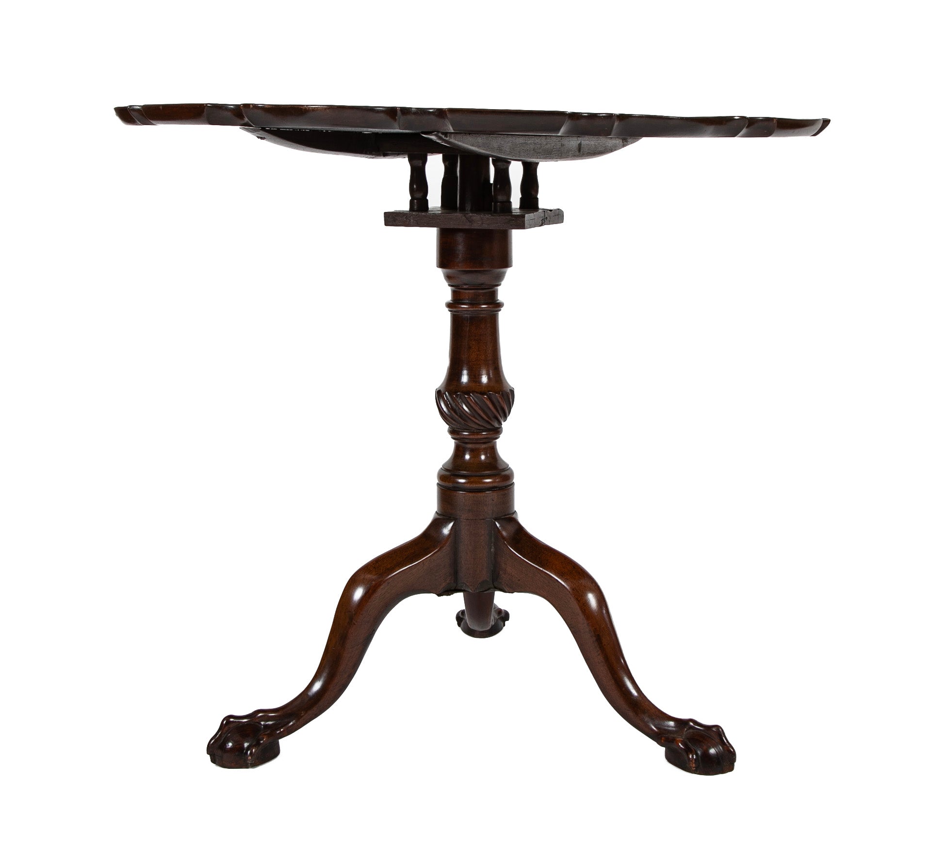 An 18th Century Mahogany Pie Crust Birdcage Tilt & Turn Table