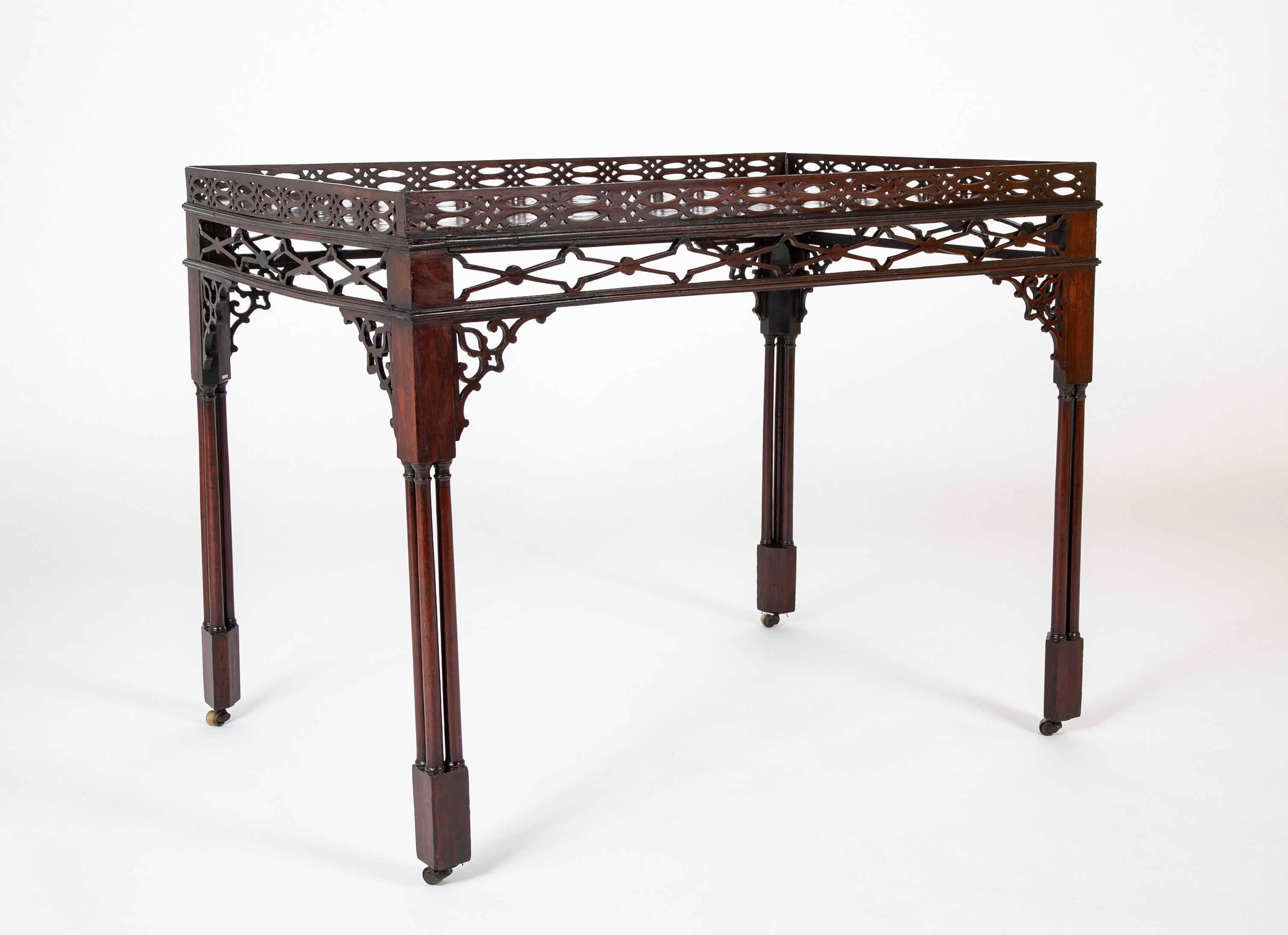 George III Period Mahogany Open Fretwork Silver Table