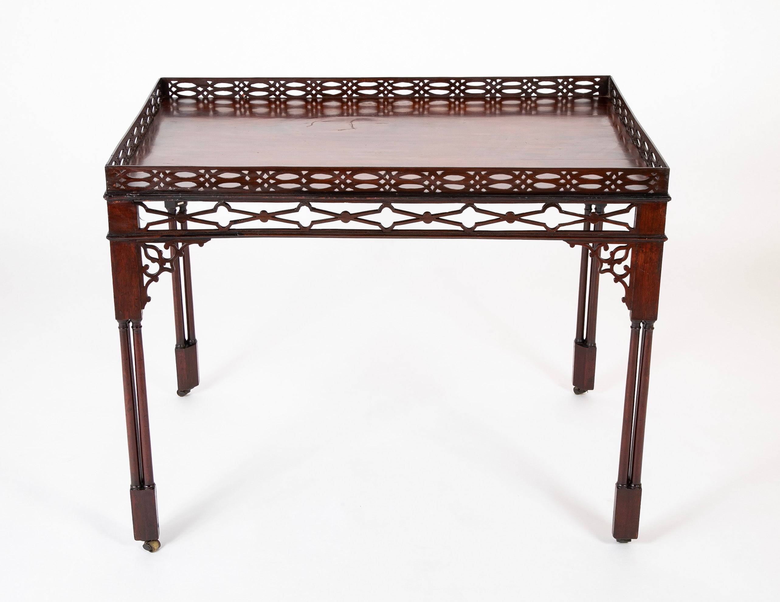 George III Period Mahogany Open Fretwork Silver Table