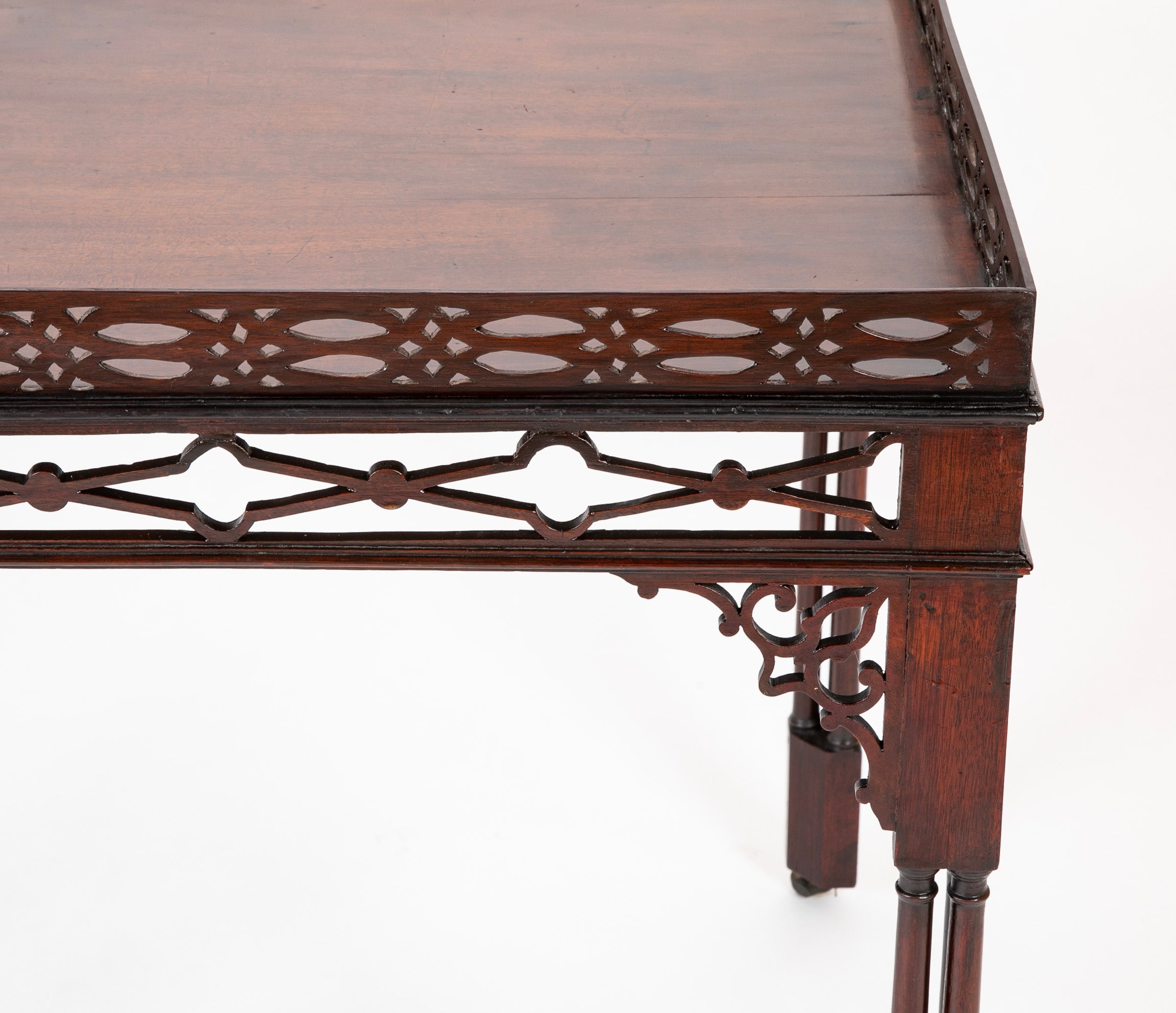 George III Period Mahogany Open Fretwork Silver Table