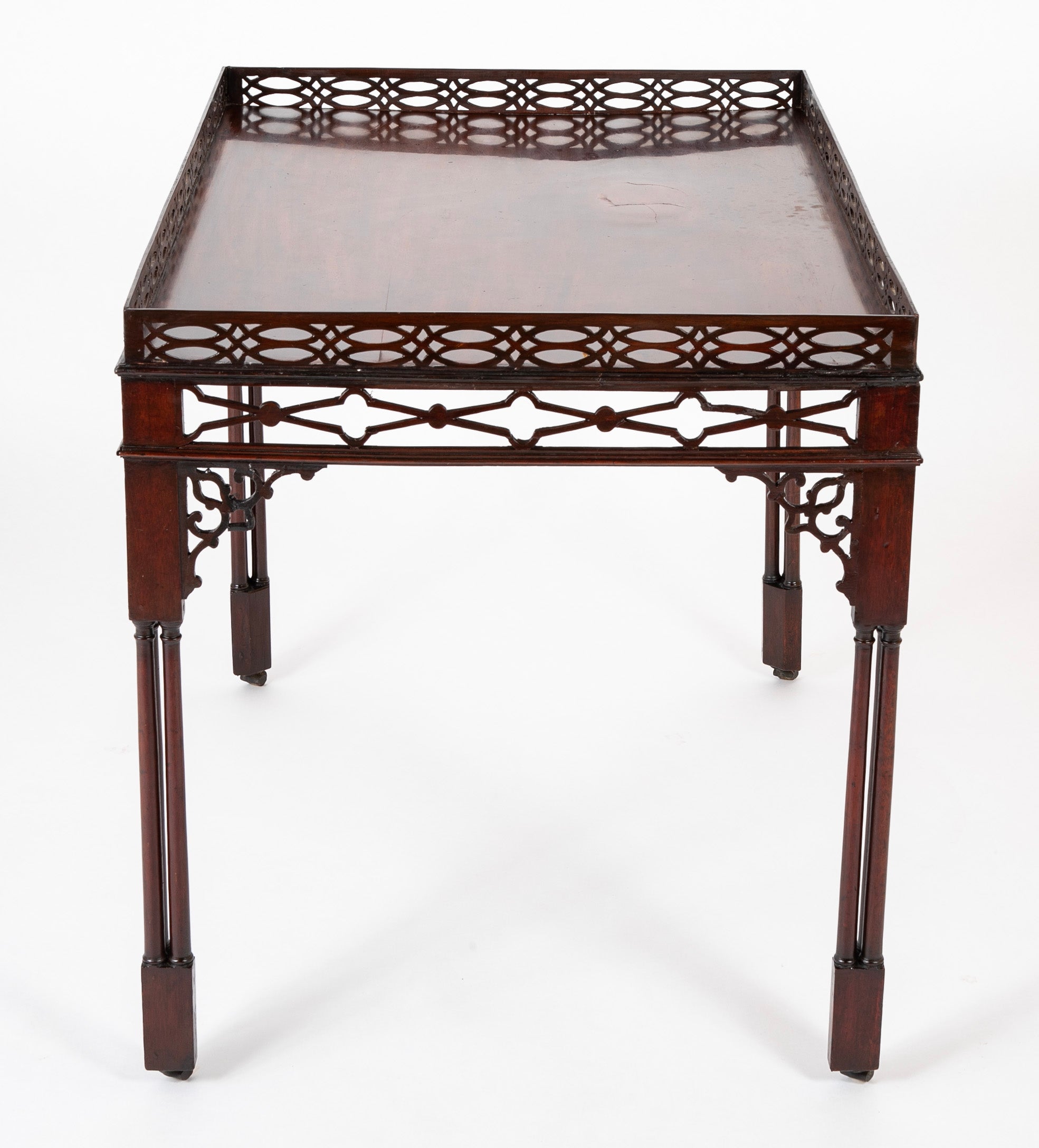 George III Period Mahogany Open Fretwork Silver Table