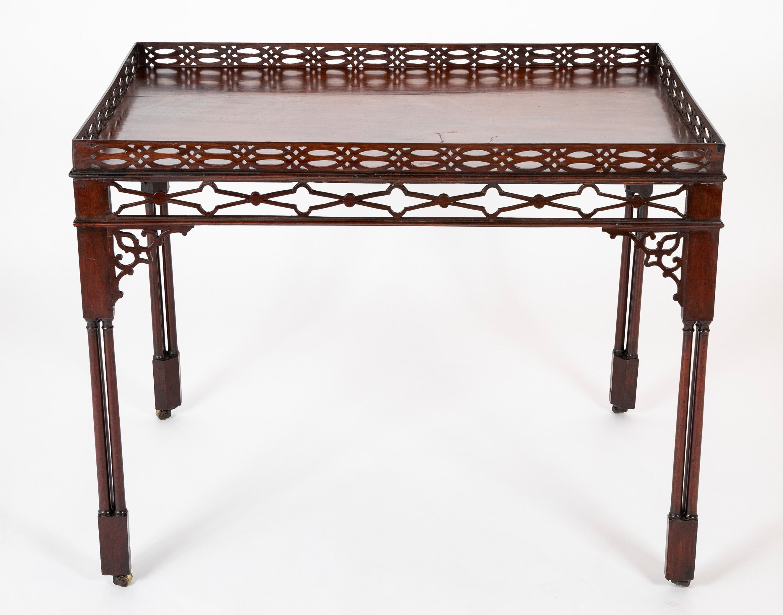 George III Period Mahogany Open Fretwork Silver Table