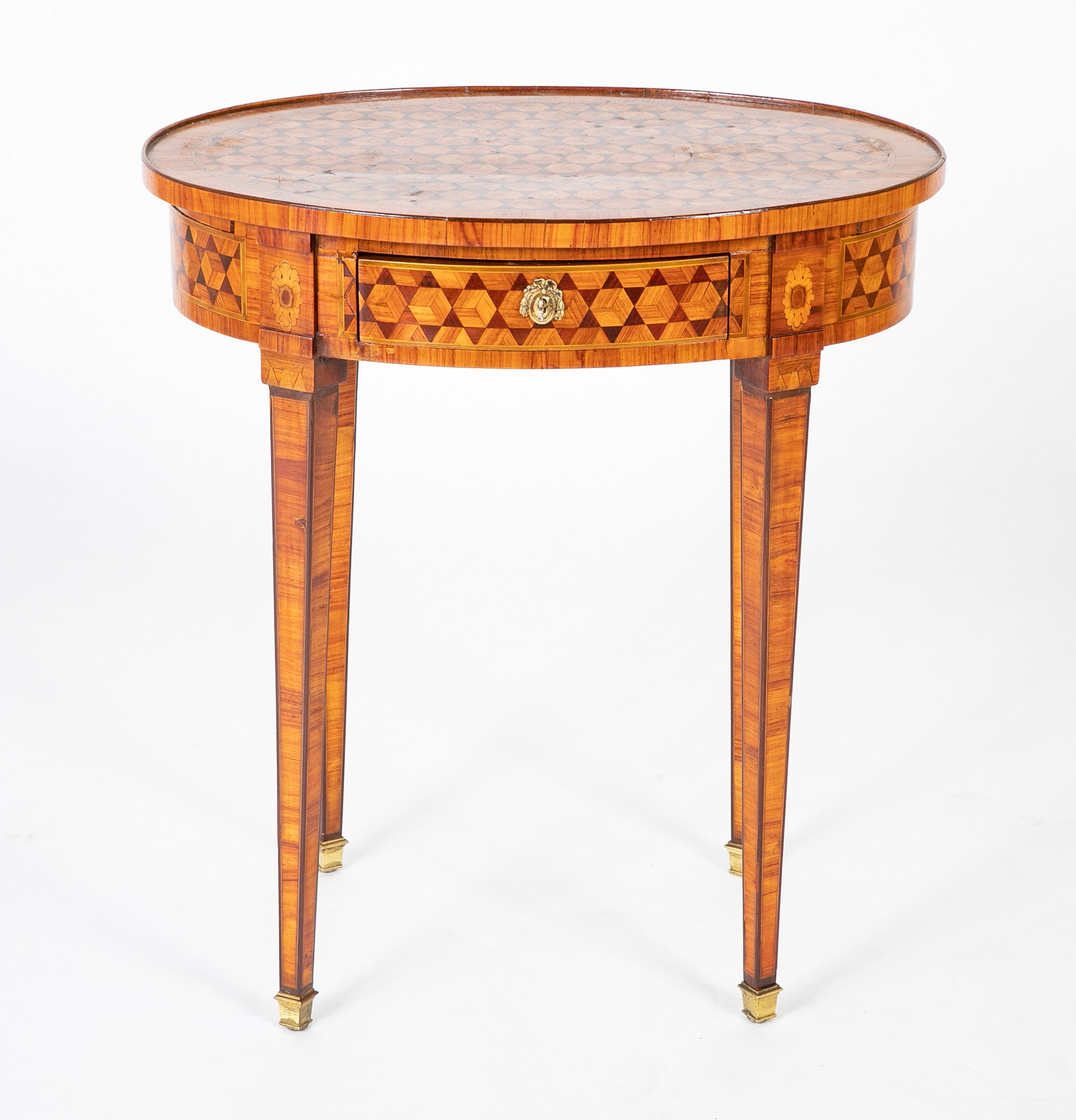 Louis XVI Style Oval Parquetry Salon Table