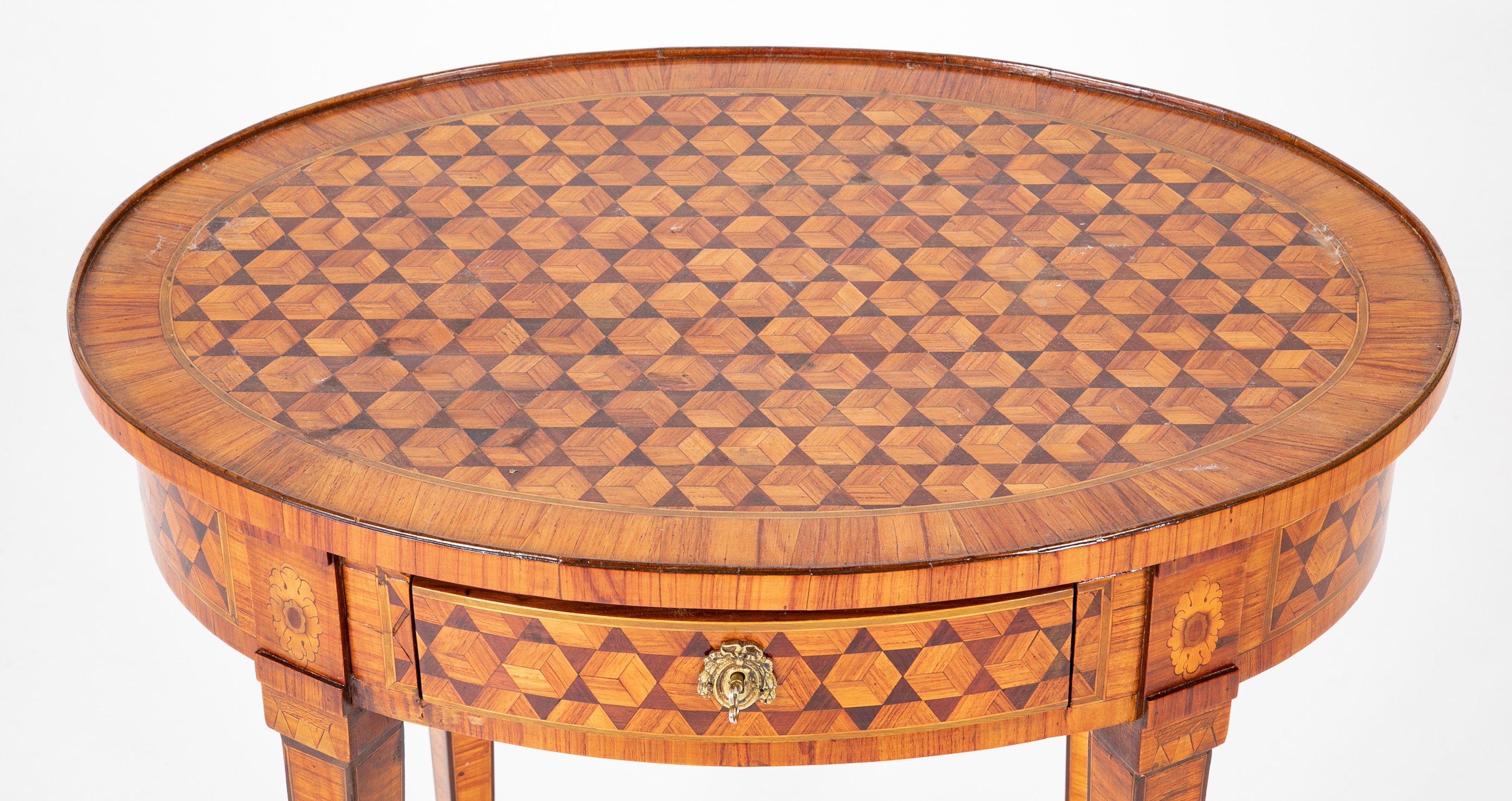 Louis XVI Style Oval Parquetry Salon Table
