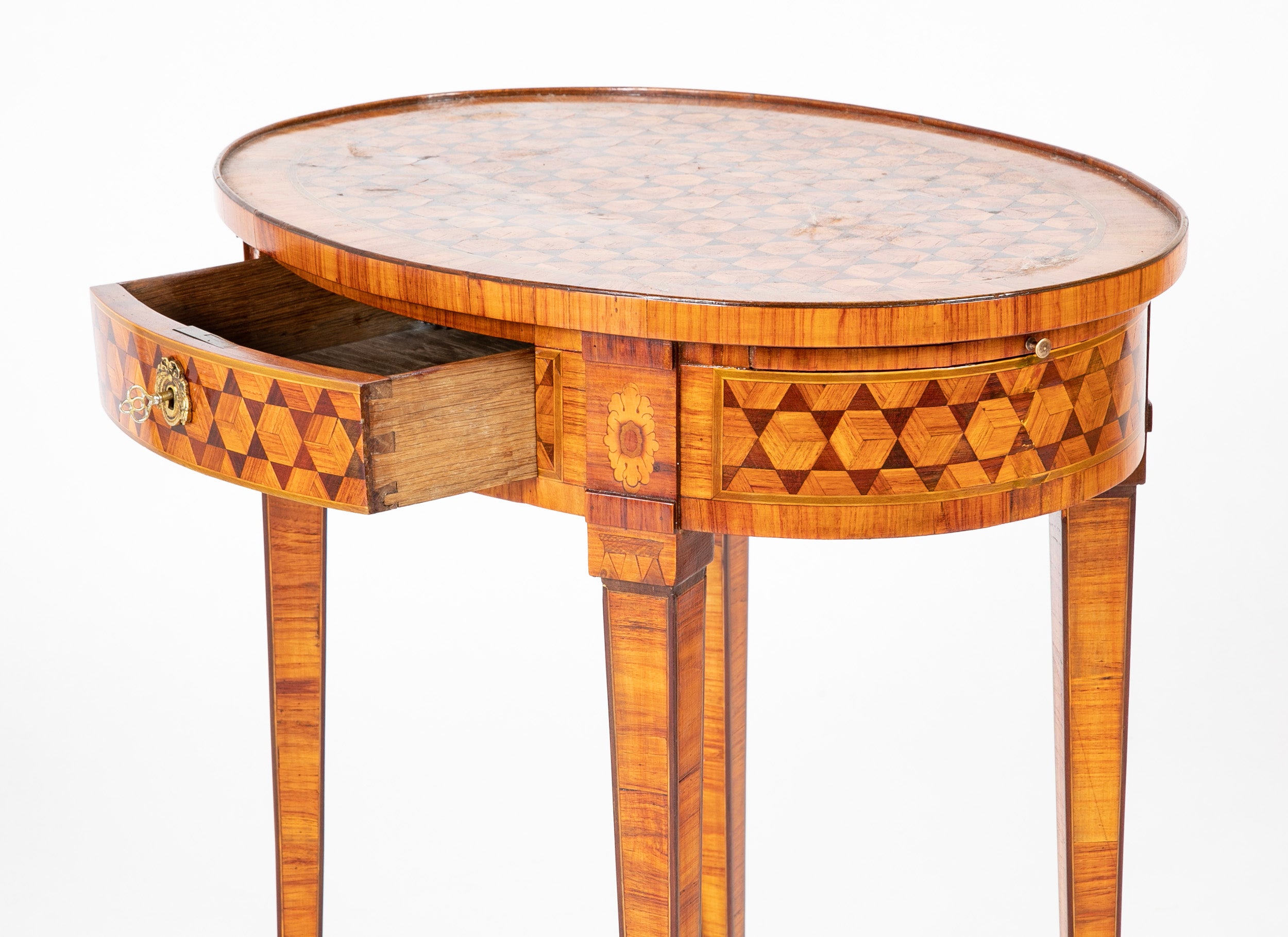 Louis XVI Style Oval Parquetry Salon Table