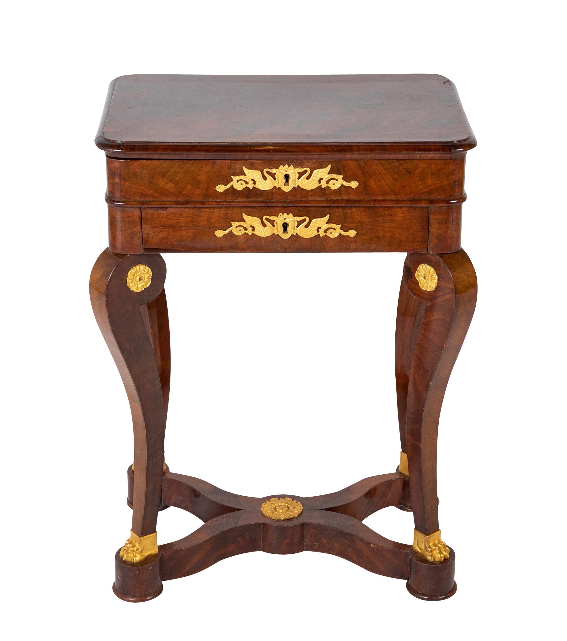 French Empire Mahogany Bronze Mounted Dressing Table