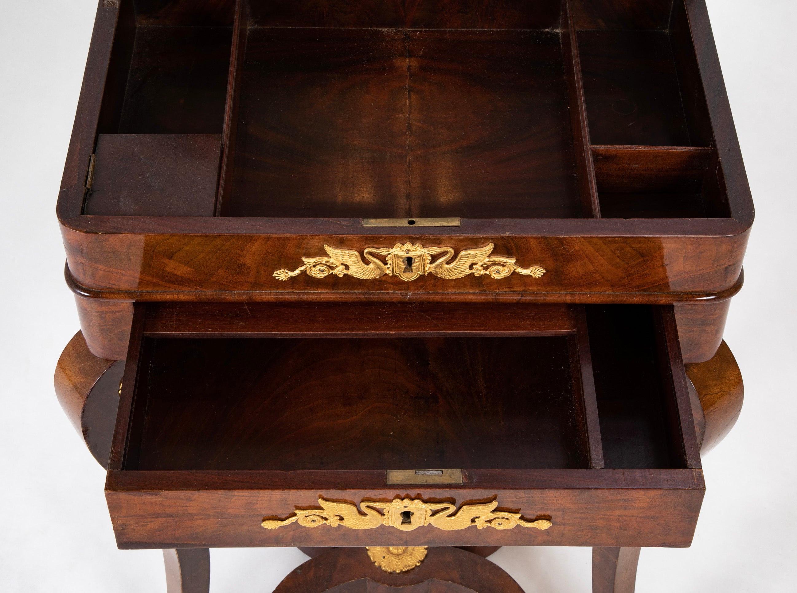 French Empire Mahogany Bronze Mounted Dressing Table