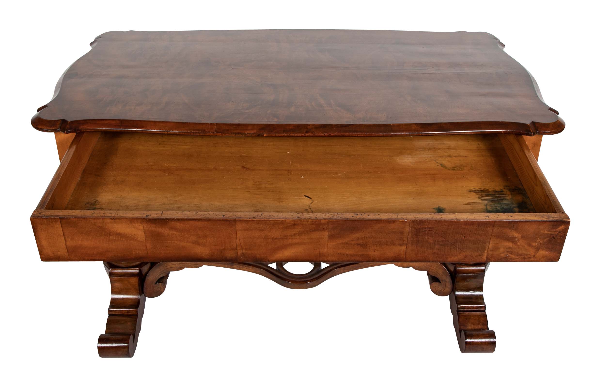 Charles X Birch Top Inlaid One Drawer Side Table