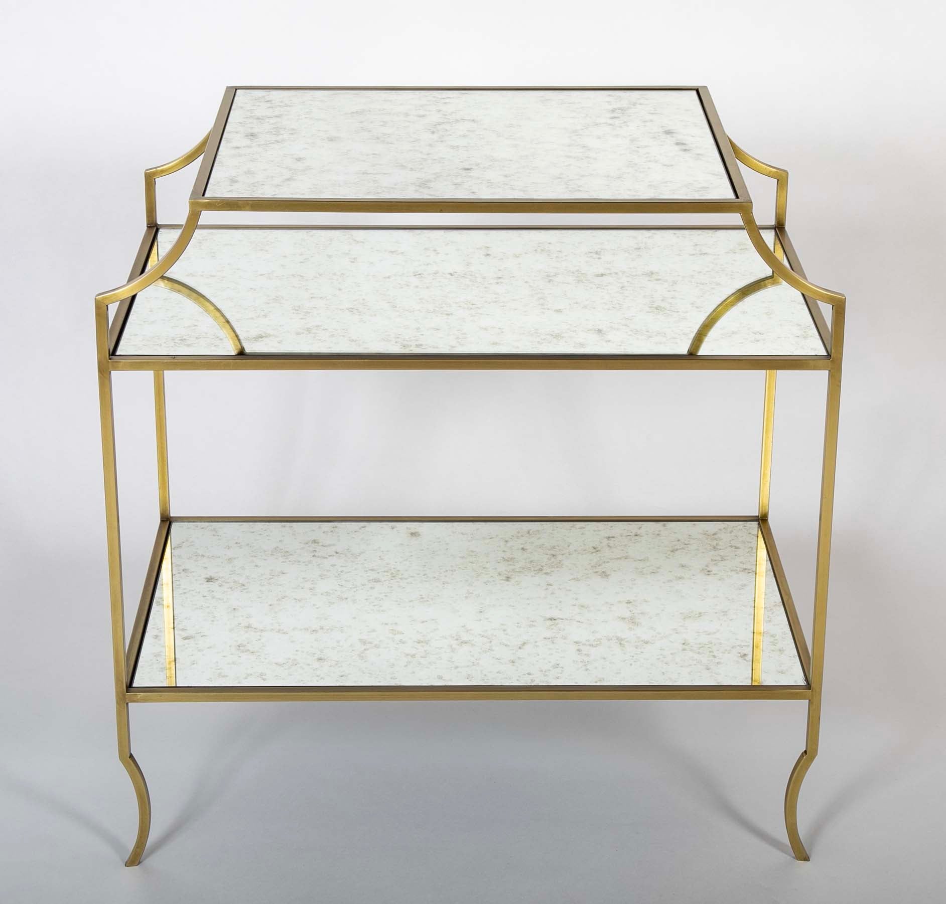 Pair of Three Tier Mirrored Etagere Tables