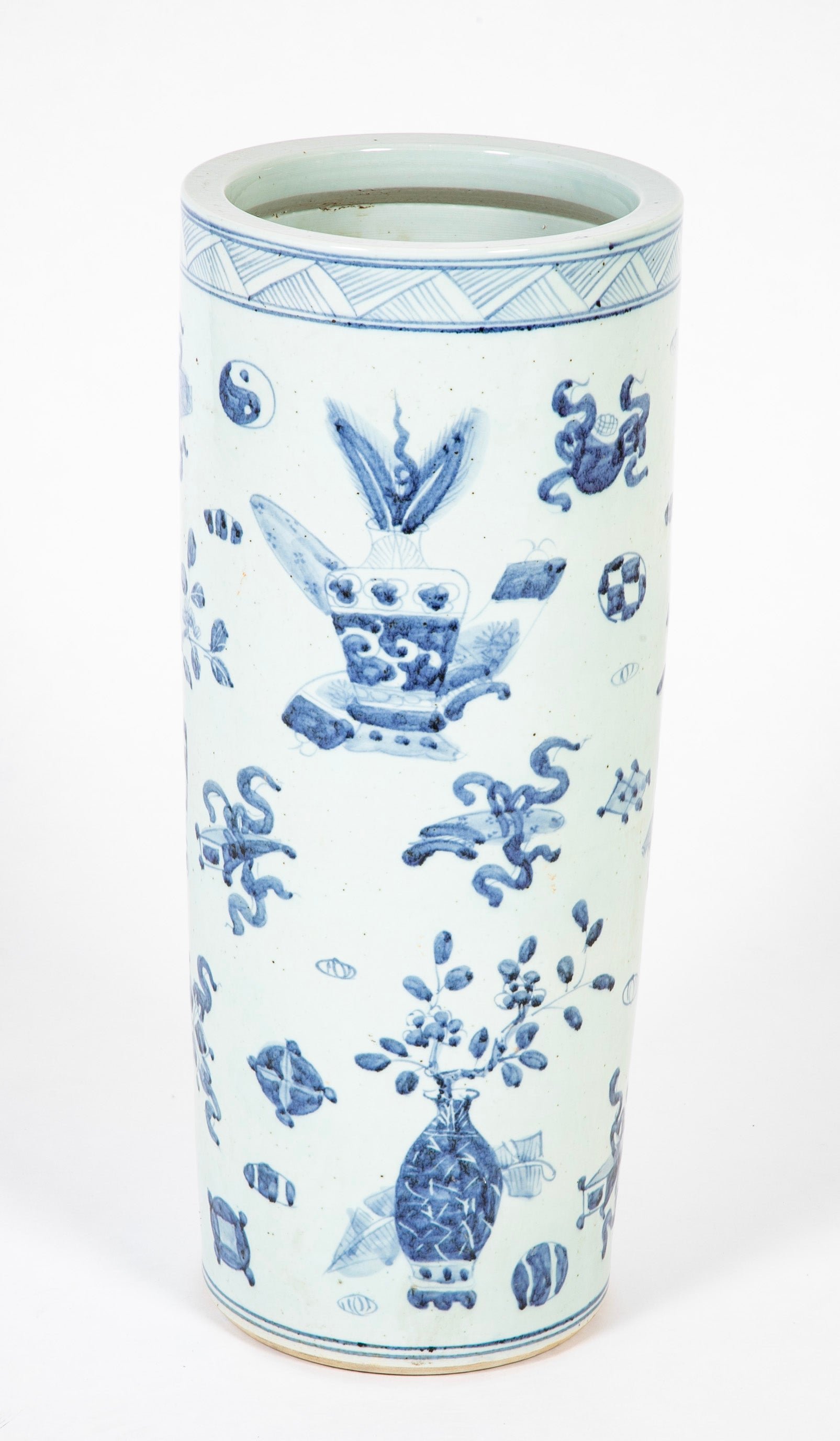 Two Similar Chinese Blue & White Porcelain Umbrella Stands Priced Individually