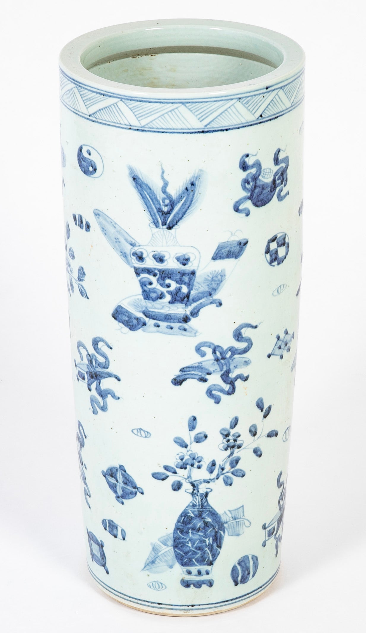 Two Similar Chinese Blue & White Porcelain Umbrella Stands Priced Individually