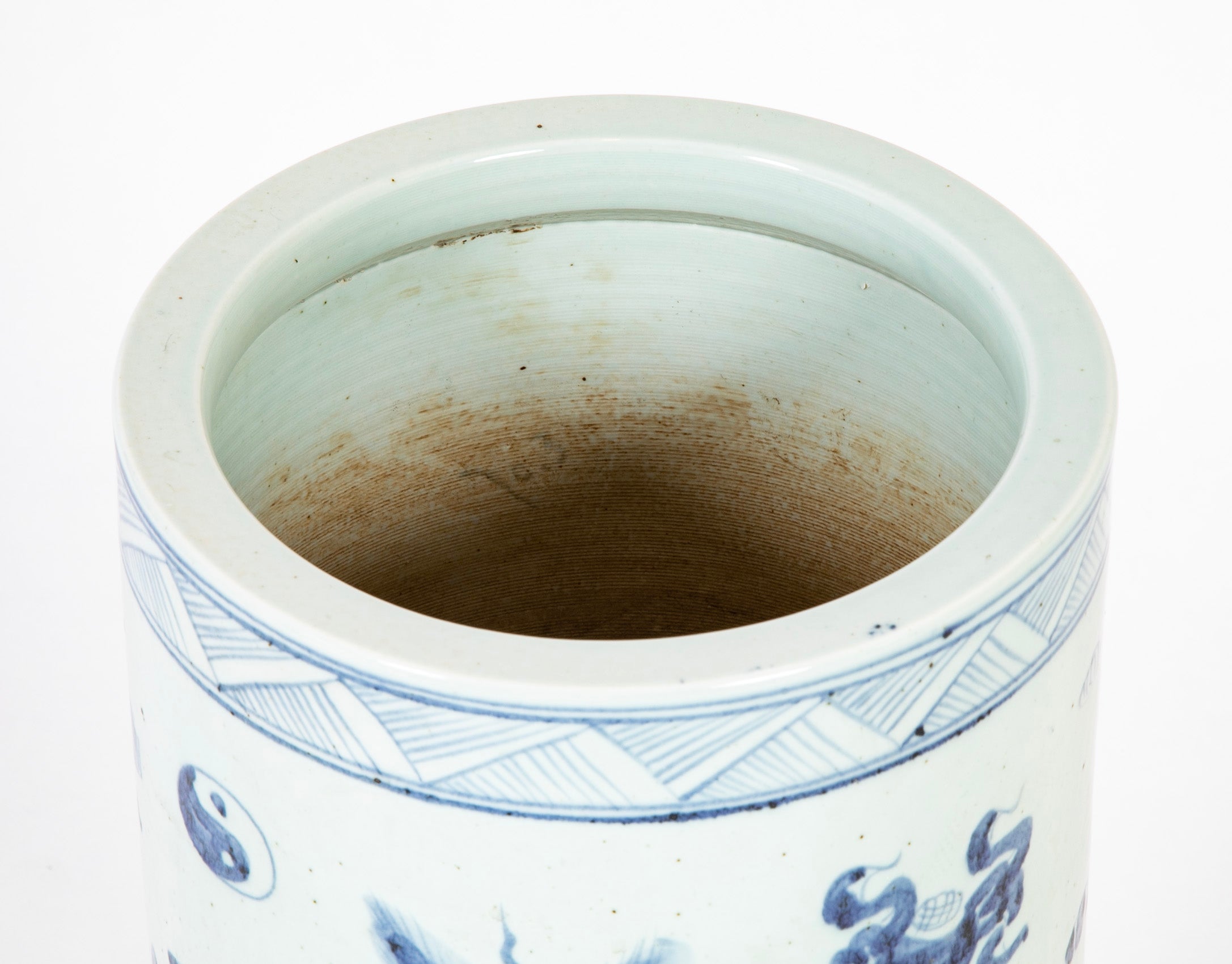 Two Similar Chinese Blue & White Porcelain Umbrella Stands Priced Individually