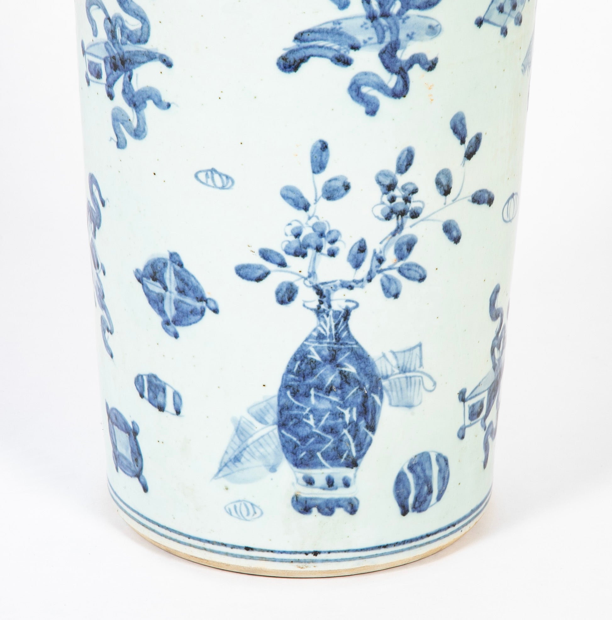 Two Similar Chinese Blue & White Porcelain Umbrella Stands Priced Individually