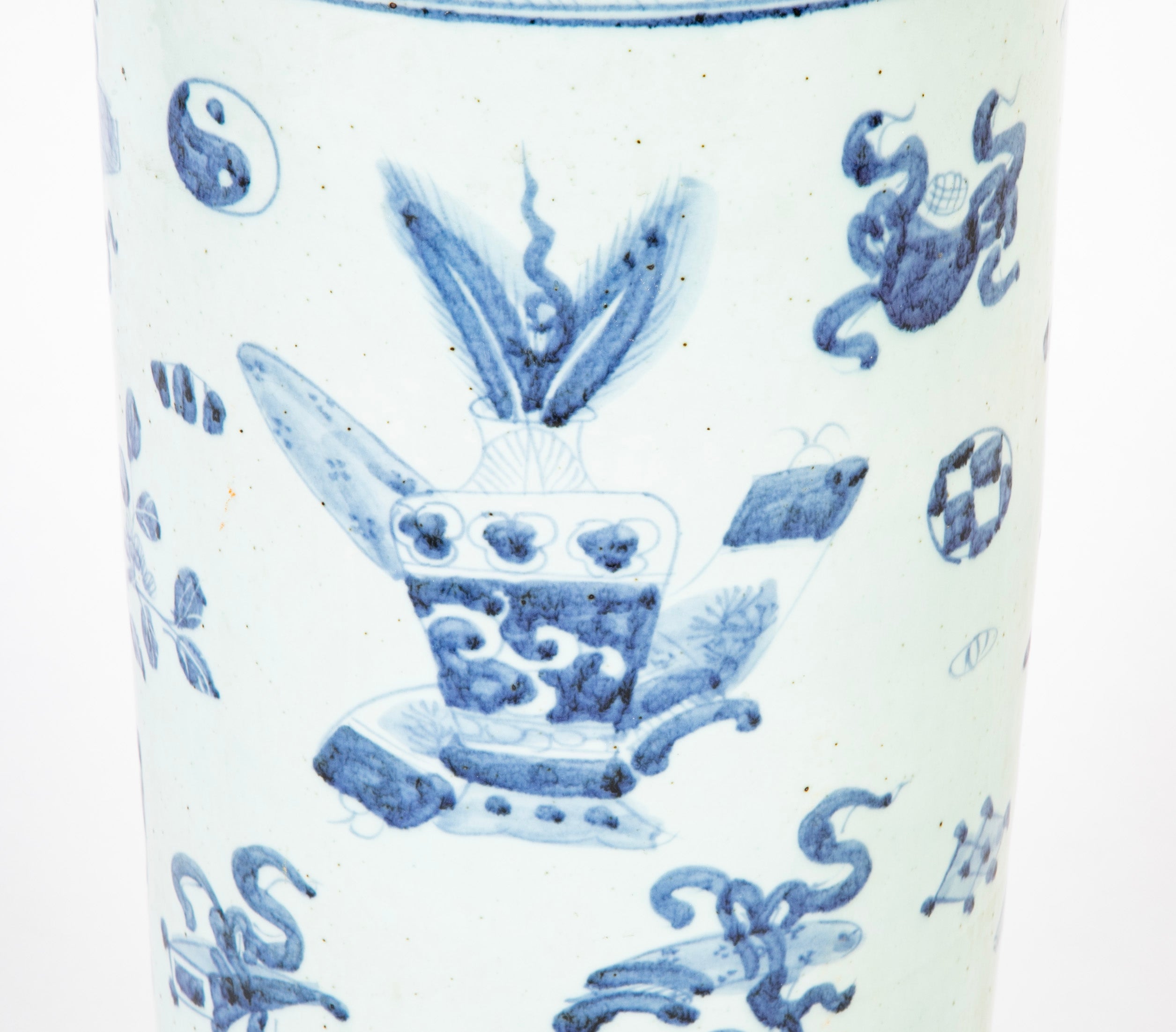 Two Similar Chinese Blue & White Porcelain Umbrella Stands Priced Individually