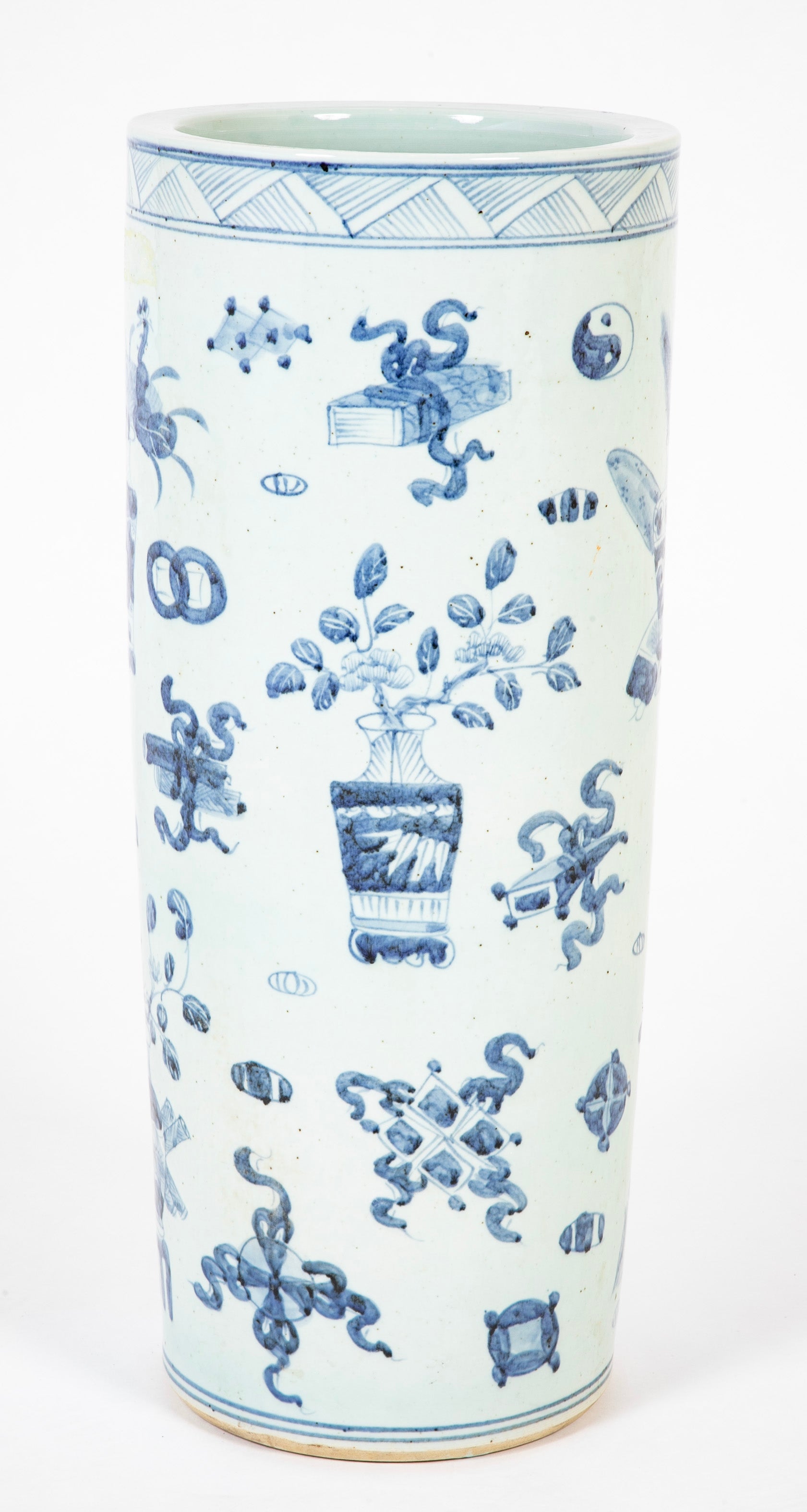 Two Similar Chinese Blue & White Porcelain Umbrella Stands Priced Individually