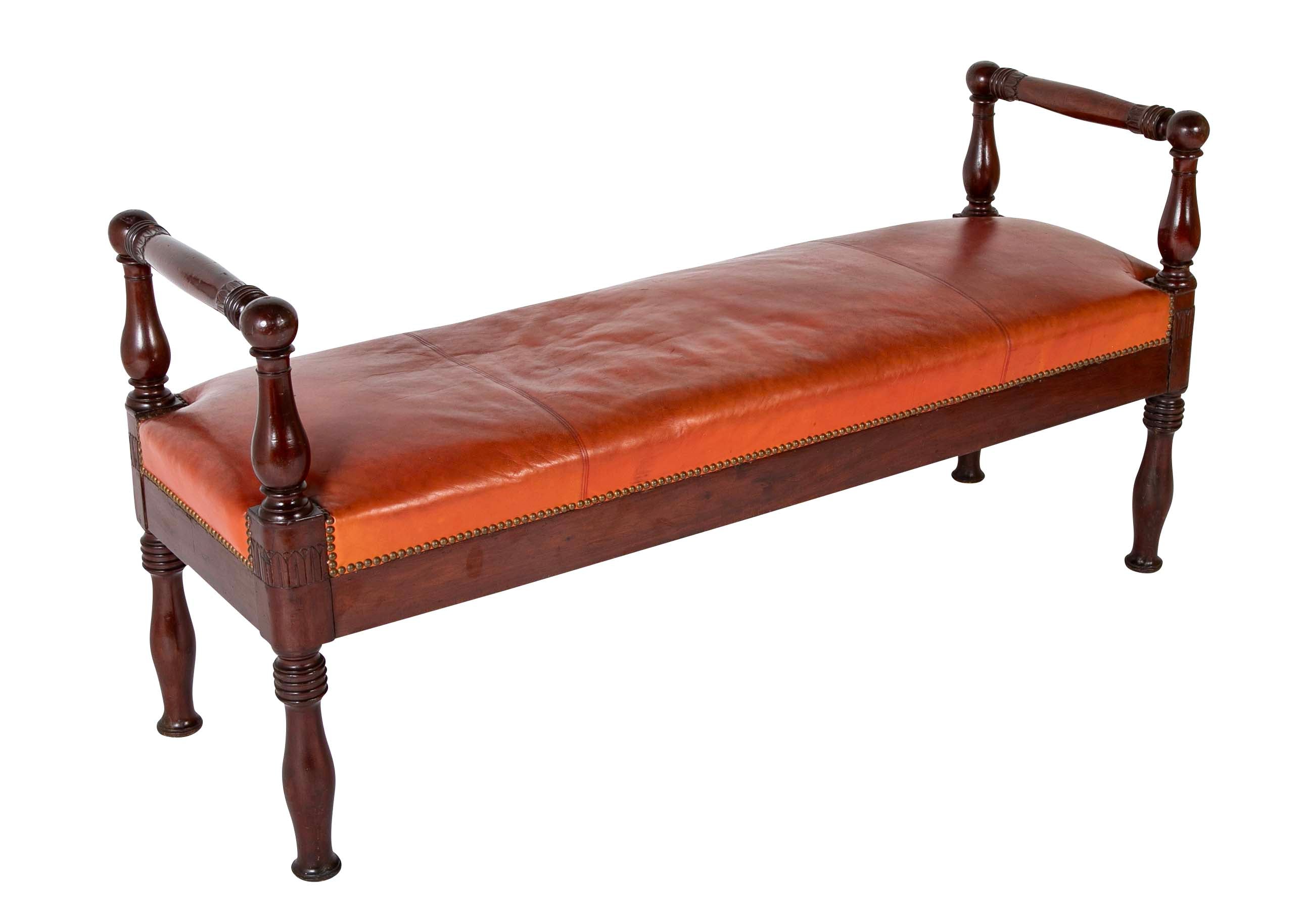 Louis XVI French Banquette with Acanthus Carved Rails