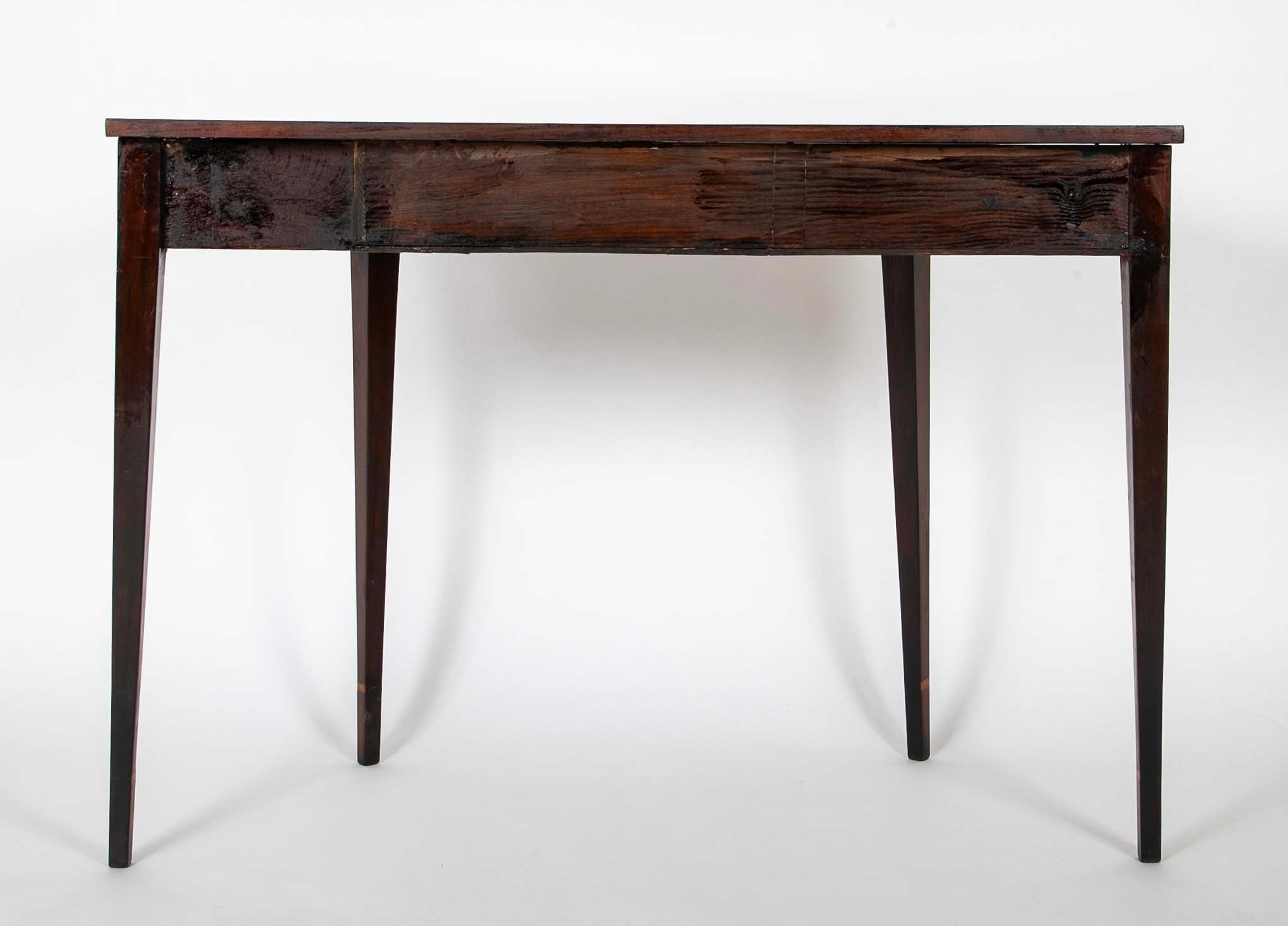 Pair of Satinwood Highly Decorated Mahogany Demilune Console Tables
