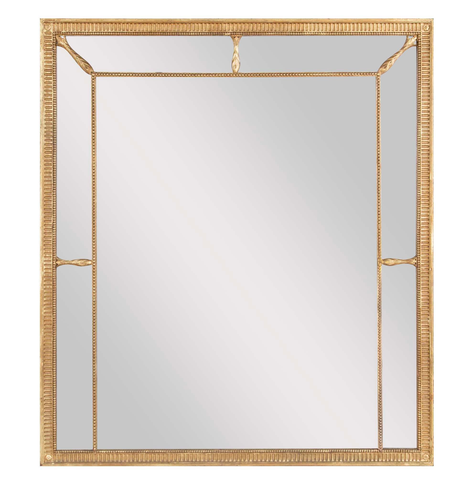 George III Giltwood Segmented and Beaded Rectangular Mirror